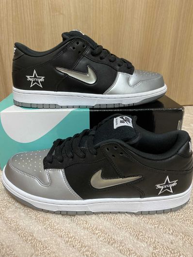 Supreme × Nike Dunk Low "Metallic Silver/Black"