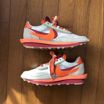 CLOT × Sacai × Nike LD Waffle "Orange Blaze"