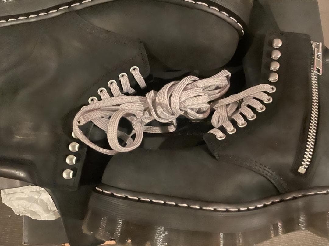 リックオウエンス × ドクターマーチン クアッド ソール スティール トゥブーツ "ブラック"