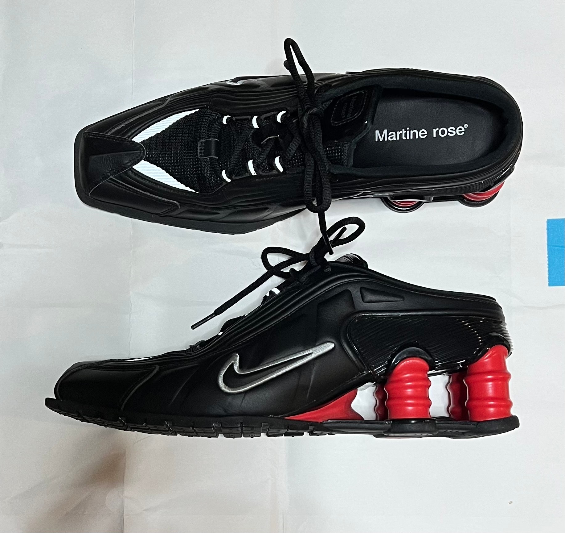 Martine Rose × Nike Women's Shox MR4 "Black/Metallic Silver Comet Red"