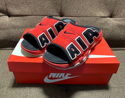 Nike Air More Uptempo Slide "University Red/Black" (FJ6035-600/FJ6036-600)