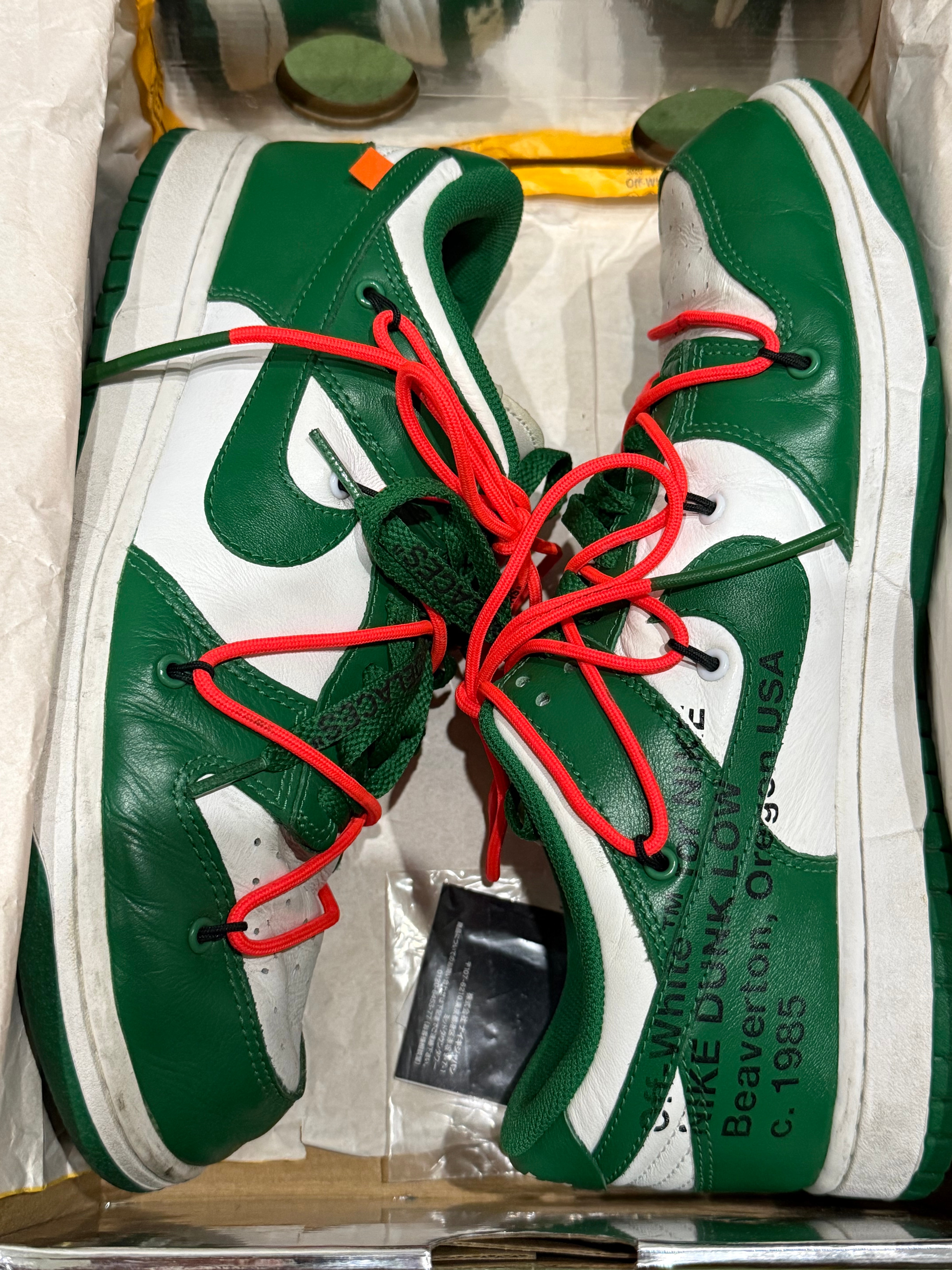 Off-White × Nike Dunk Low "White/Pine Green"
