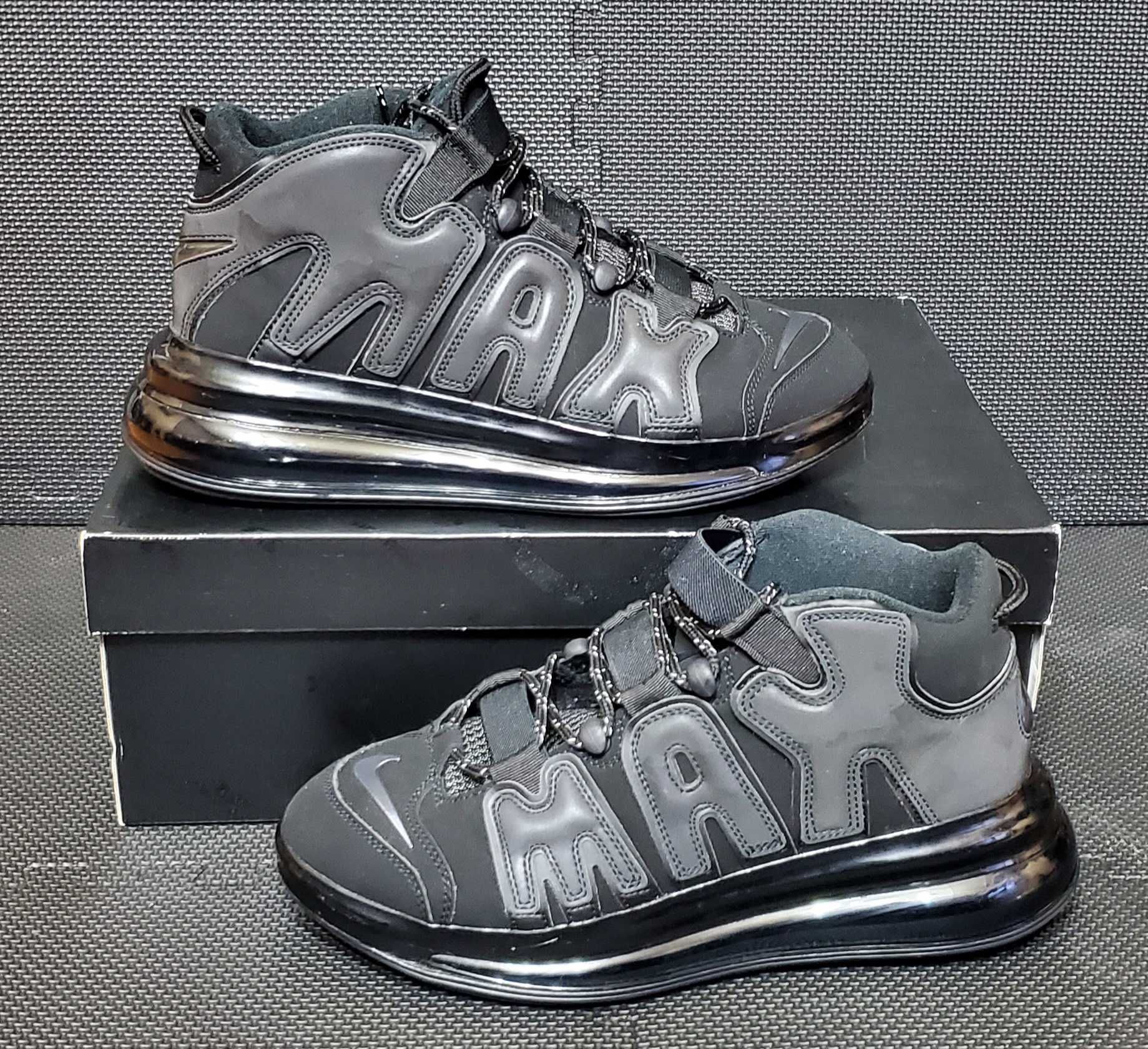 NIKE AIR MORE UPTEMPO 720 BLACK / METALLIC BLACK