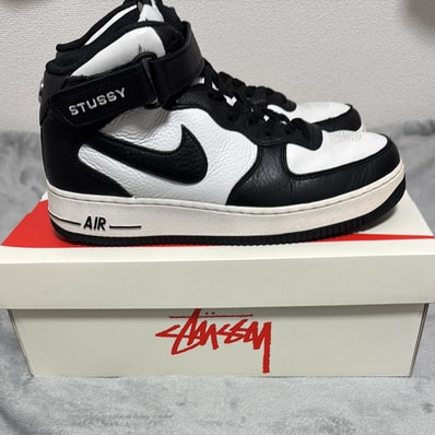 Stussy × Nike Air Force 1 Mid "Black and Light Bone"
