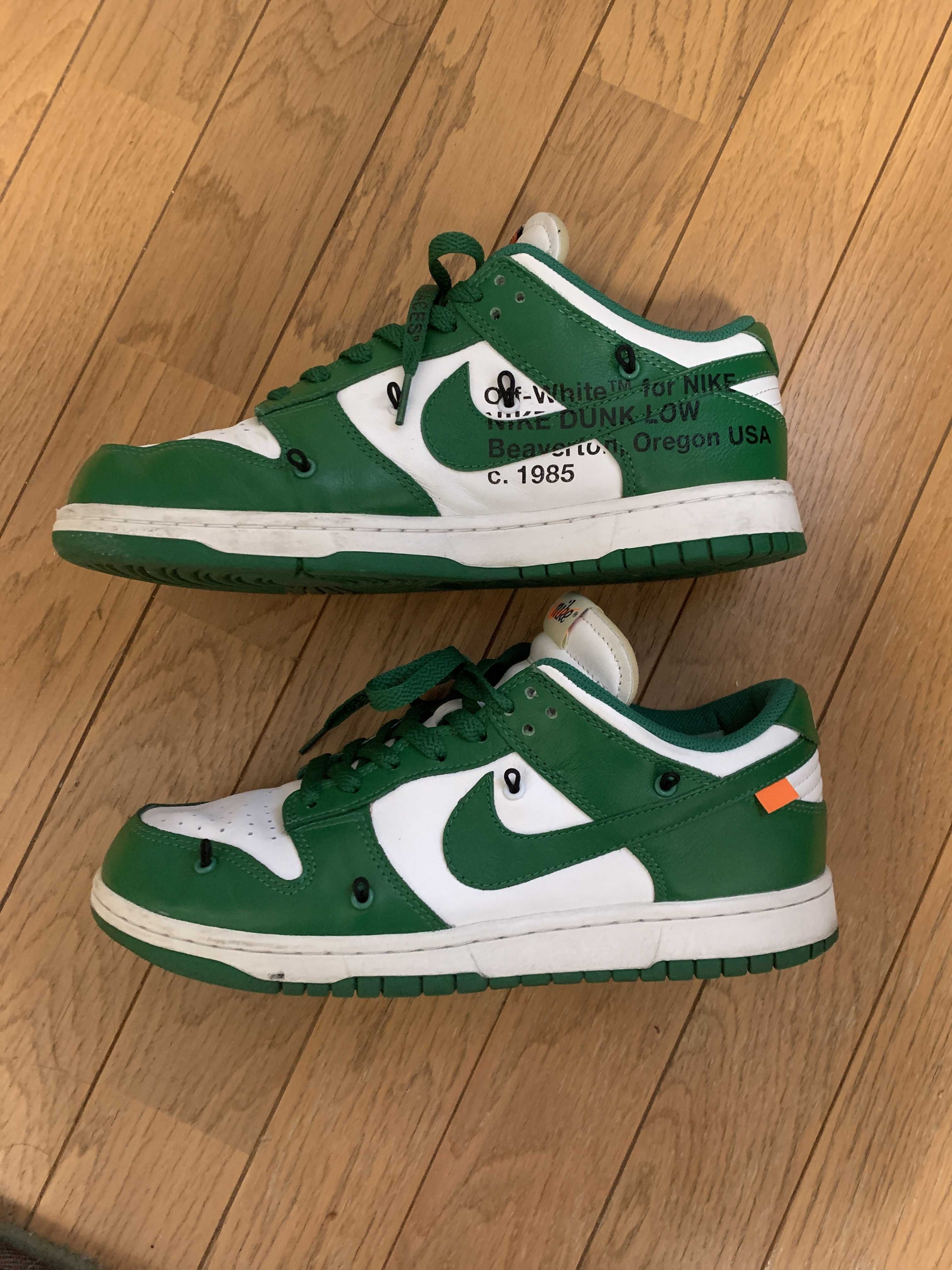 Off-White × Nike Dunk Low "White/Pine Green"
