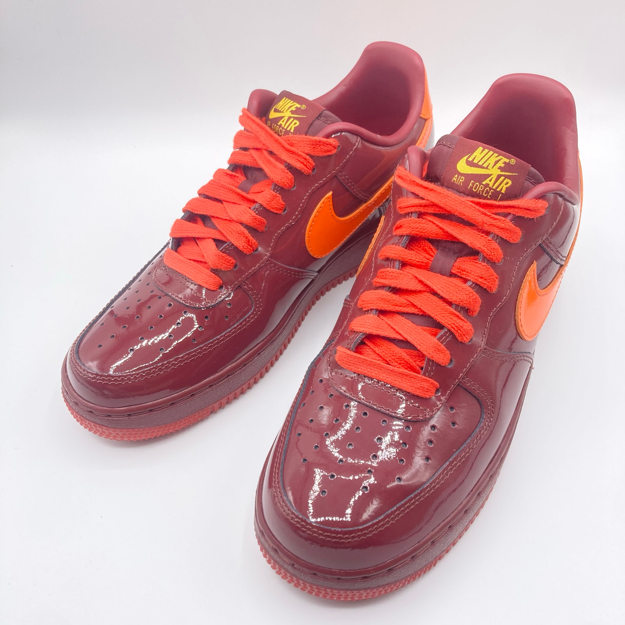 Nike Air Force 1 Low Patent Leather "Dark Team Red/Safety Orange"