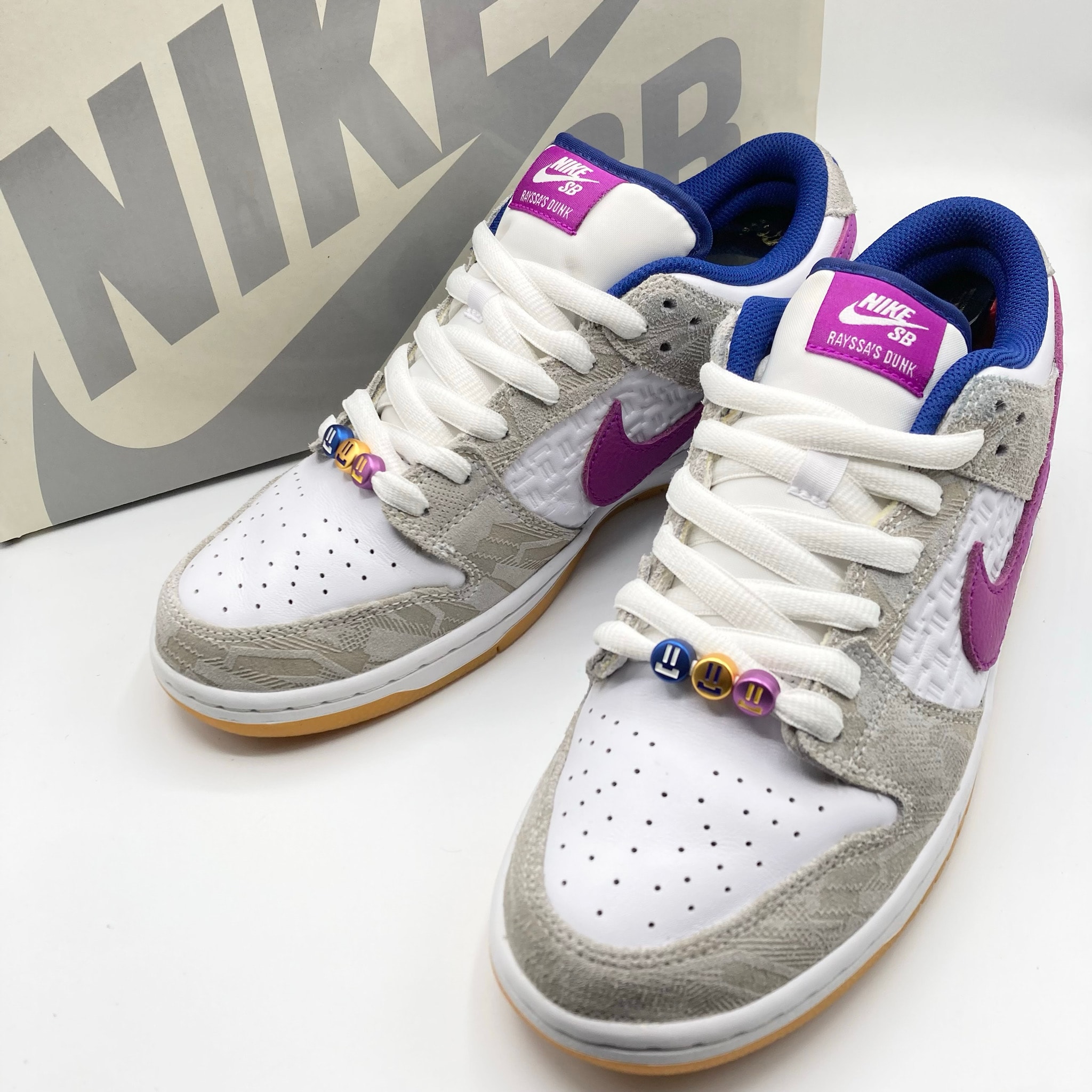 Rayssa Leal × Nike SB Dunk Low PRM "Pure Platinum and Vivid Purple"
