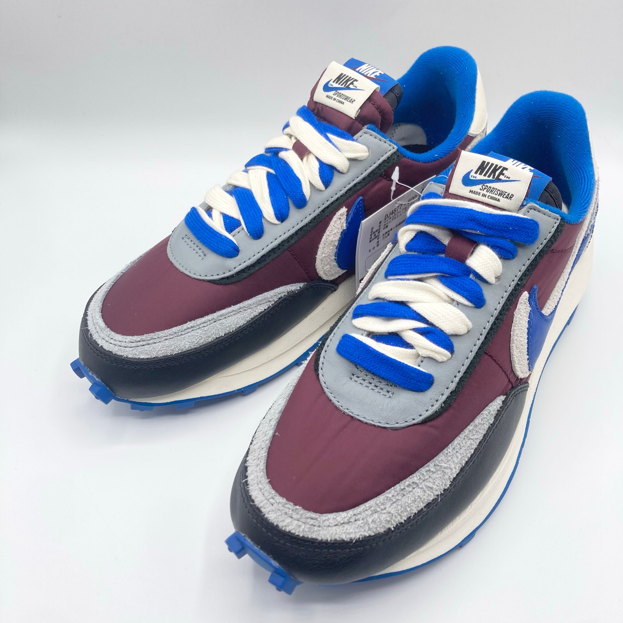 UNDERCOVER × sacai × Nike LD Waffle "Night Maroon/Pale Ivory-Ground Grey-Team Royal"