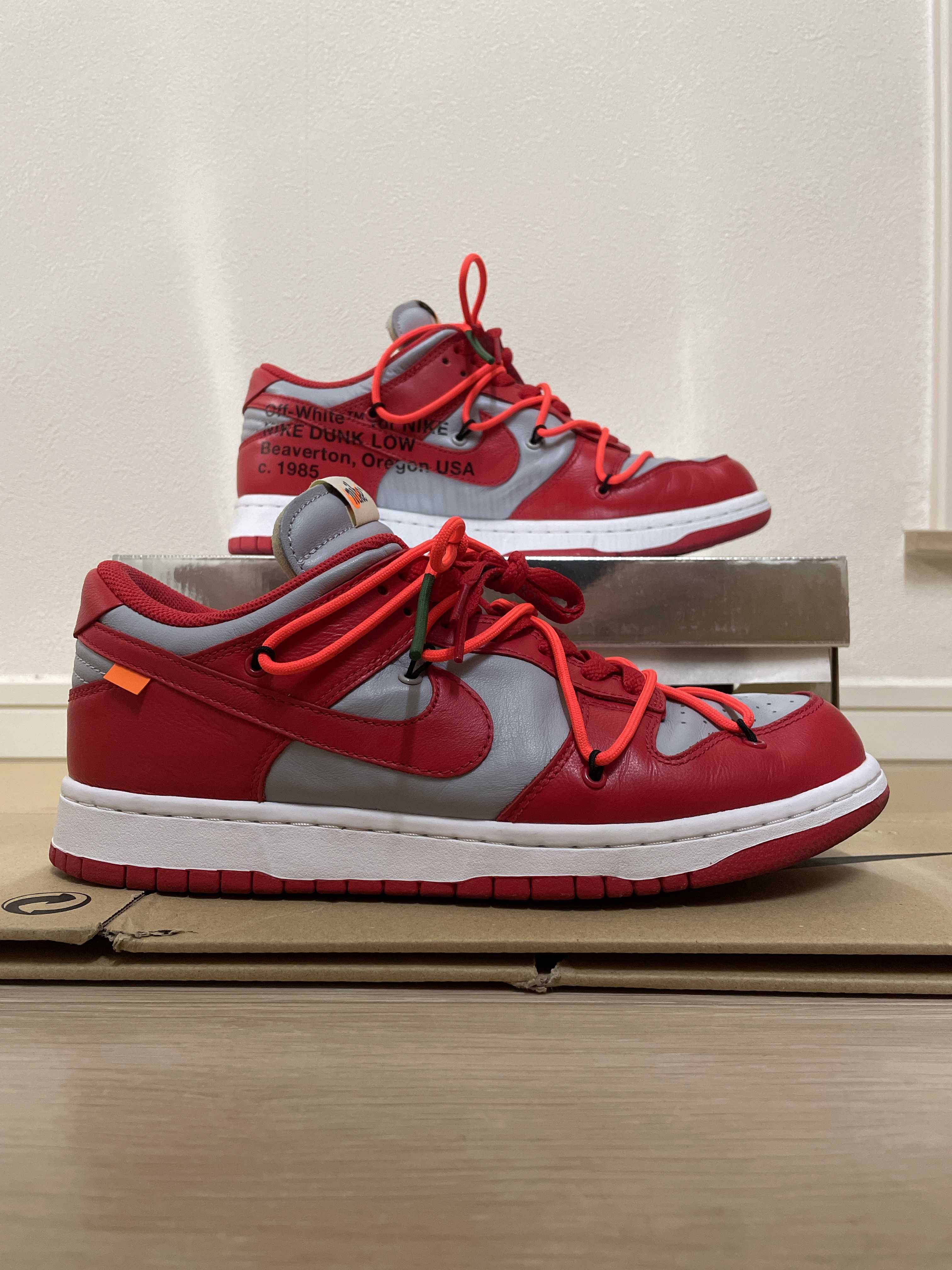 Off-White × Nike Dunk Low "University Red/Wolf Grey"