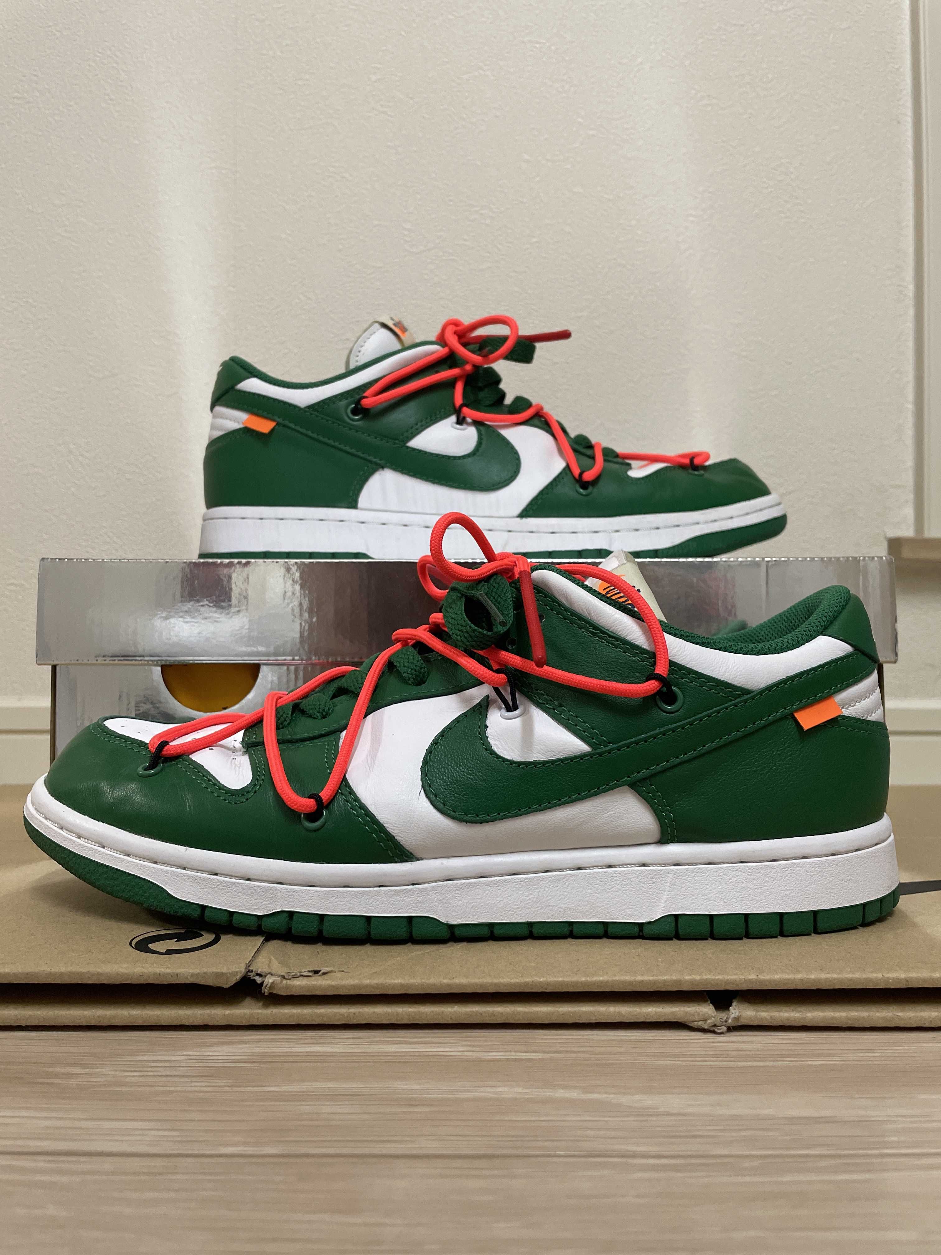 Off-White × Nike Dunk Low "White/Pine Green"