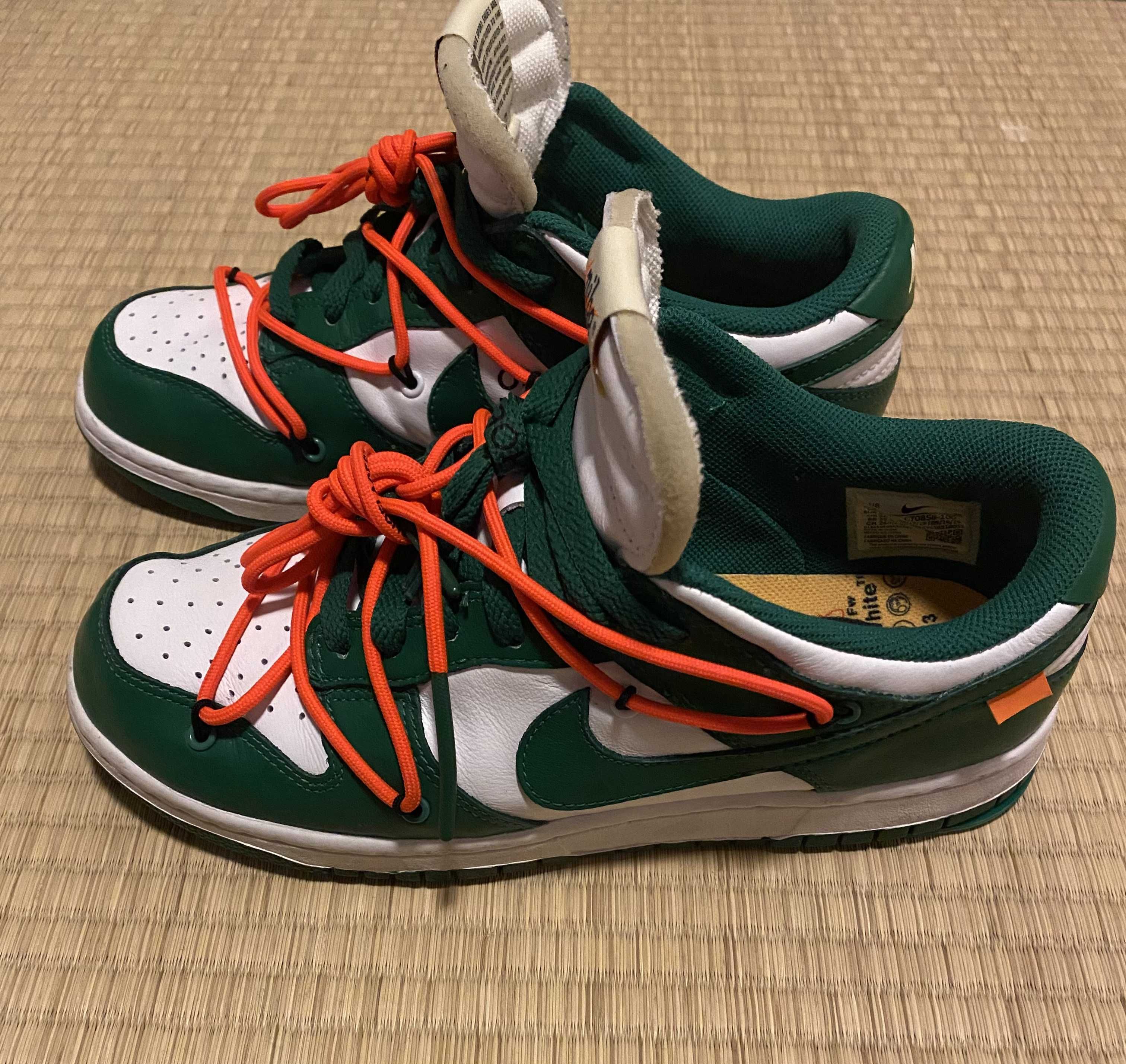 Off-White × Nike Dunk Low "White/Pine Green"