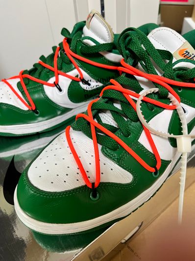 Off-White × Nike Dunk Low "White/Pine Green"