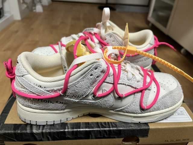 Off-White × Nike Dunk Low "Sail/Neutral Gray/Hyper Pink"