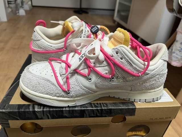 Off-White × Nike Dunk Low "Sail/Neutral Gray/Hyper Pink"