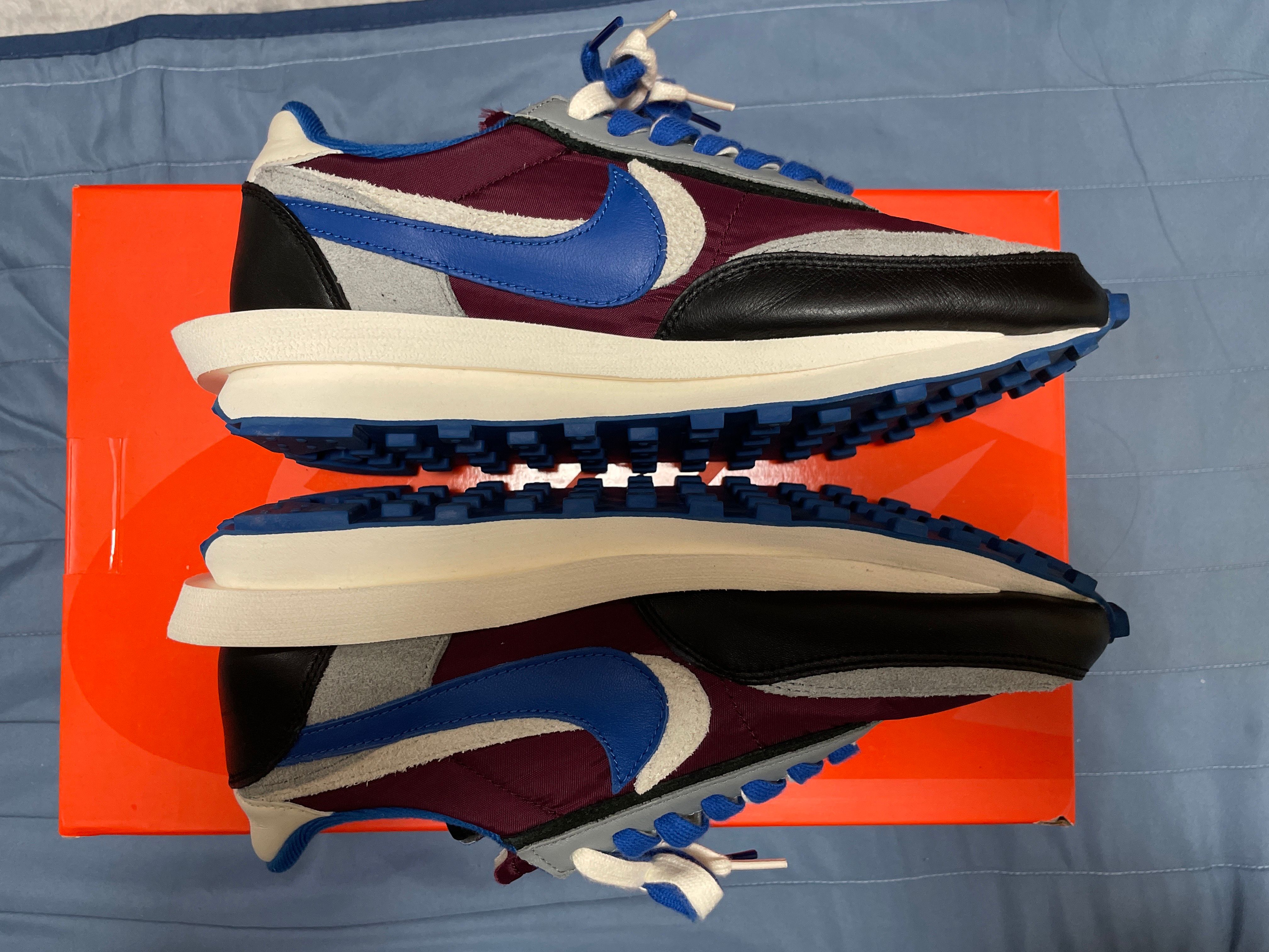 UNDERCOVER × sacai × Nike LD Waffle "Night Maroon/Pale Ivory-Ground Grey-Team Royal"