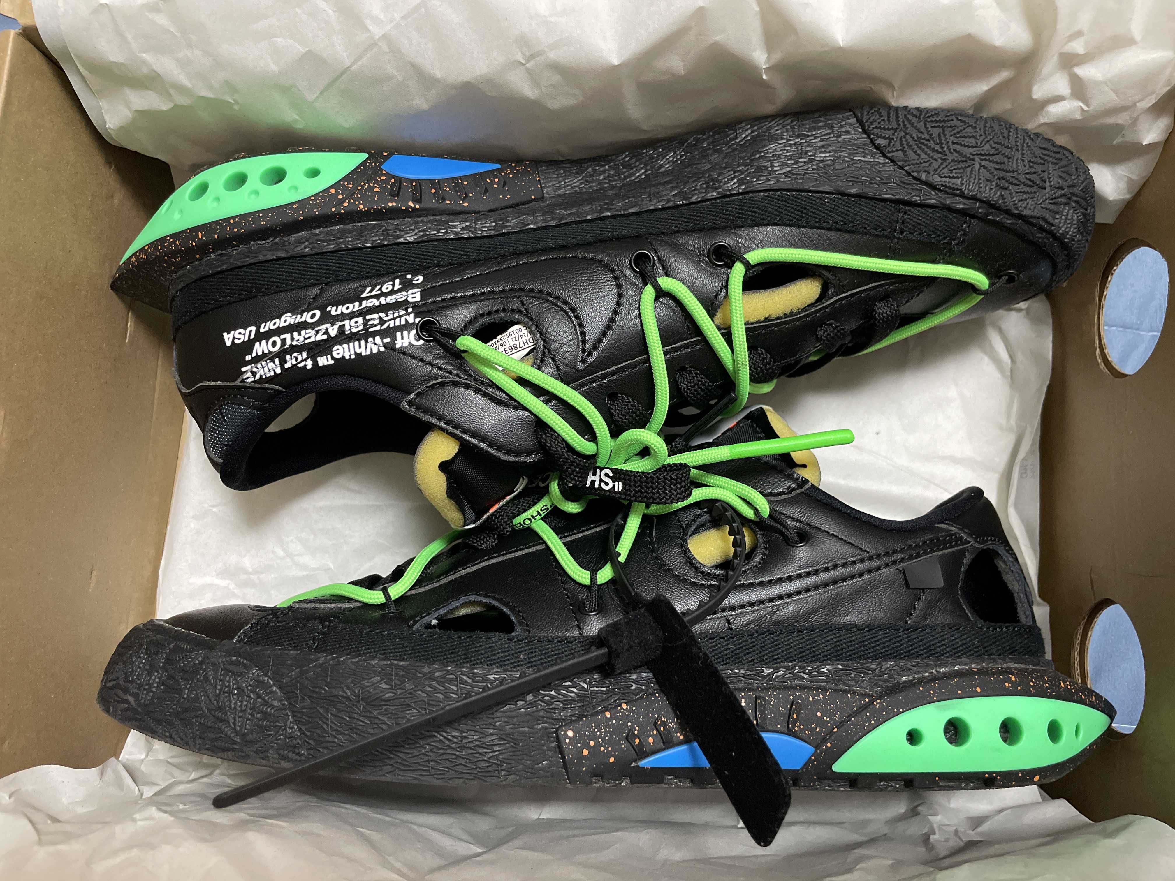 Off-White × Nike Blazer Low "Black and Electro Green"