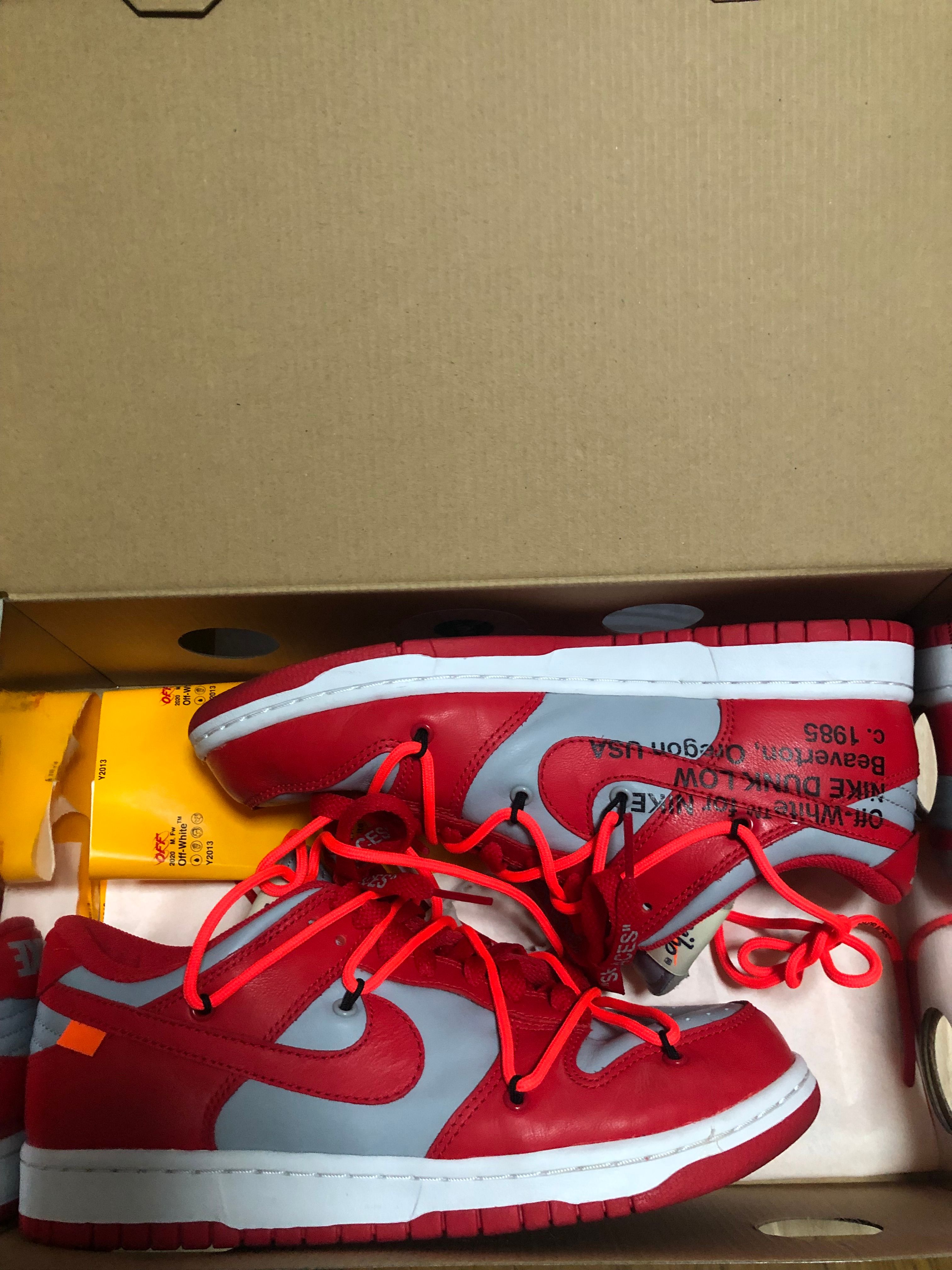 Off-White × Nike Dunk Low "University Red/Wolf Grey"