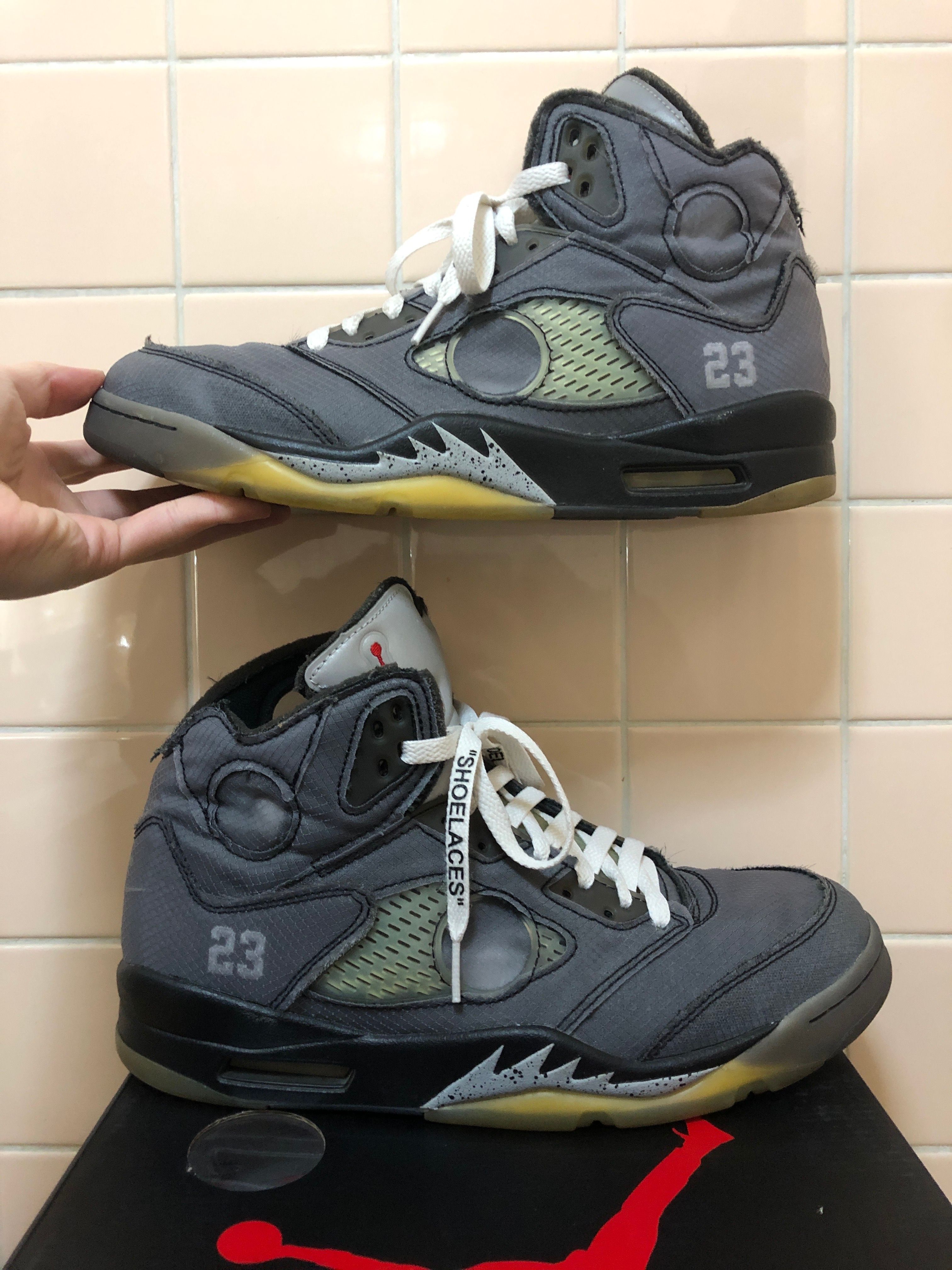 Off-White × Nike Air Jordan 5 "Black/Muslin/Fire Red"