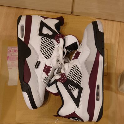 Paris Saint Germain ×Nike Air Jordan 4 Retro "White/Bordeaux/Neutral Gray"