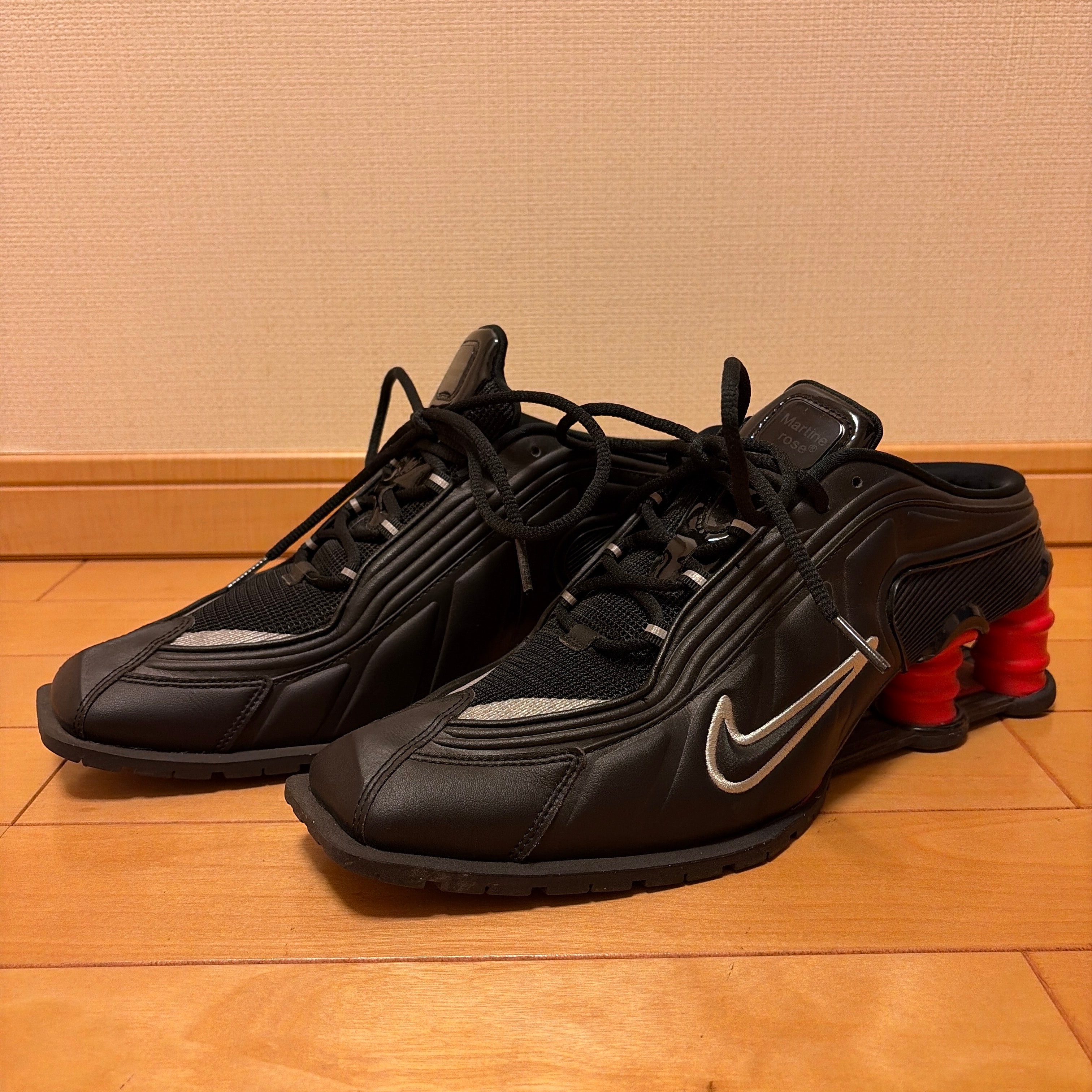 Martine Rose × Nike Women's Shox MR4 "Black/Metallic Silver Comet Red"