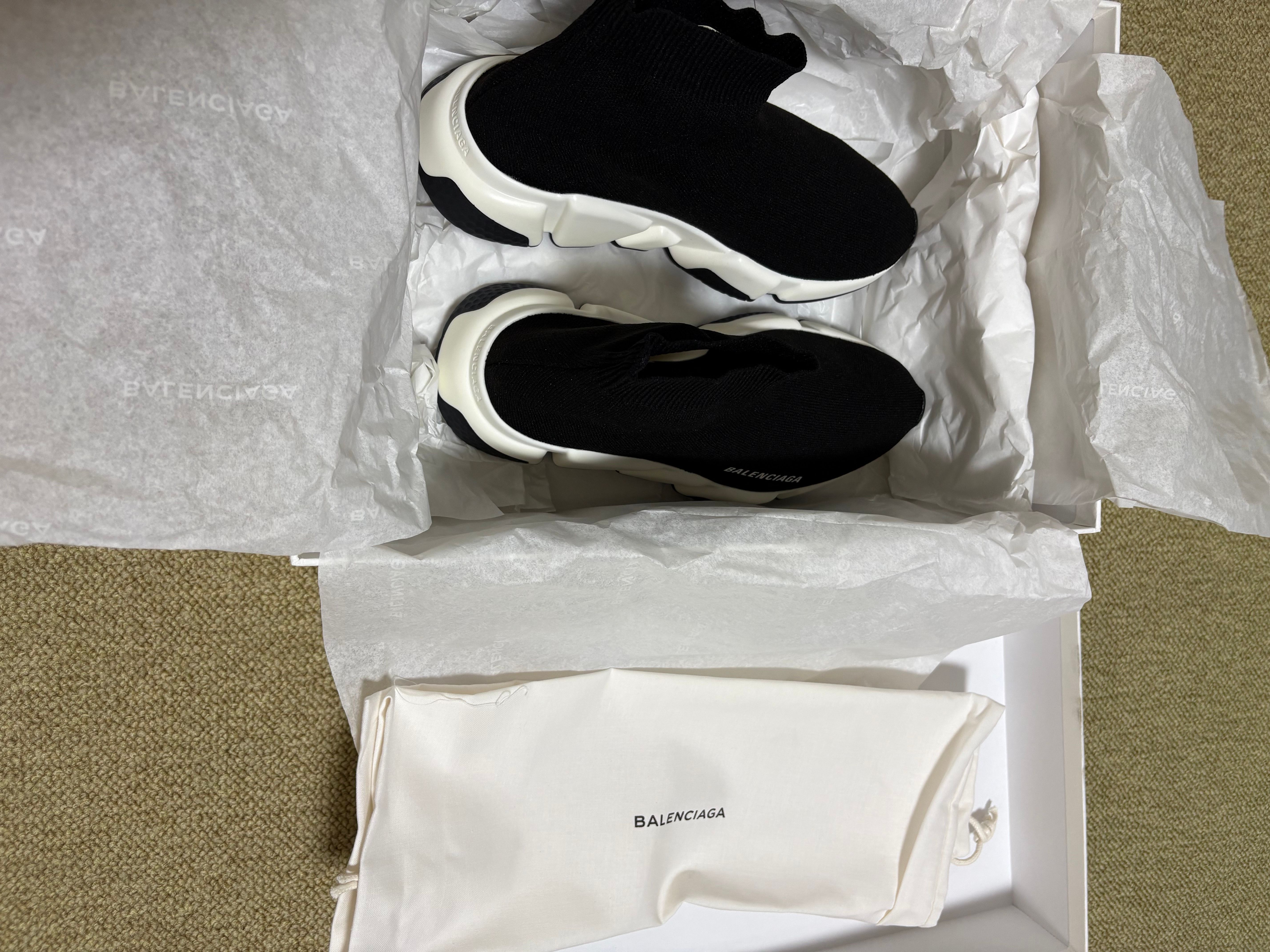 BALENCIAGA Women's Speed 2.0 Recycled Knit Trainer Shoes Bi-Color Sole "Black"