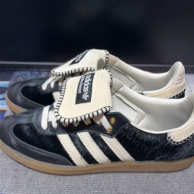 Wales Bonner × adidas Samba Pony Tonal Low "Core Black/Cream White"