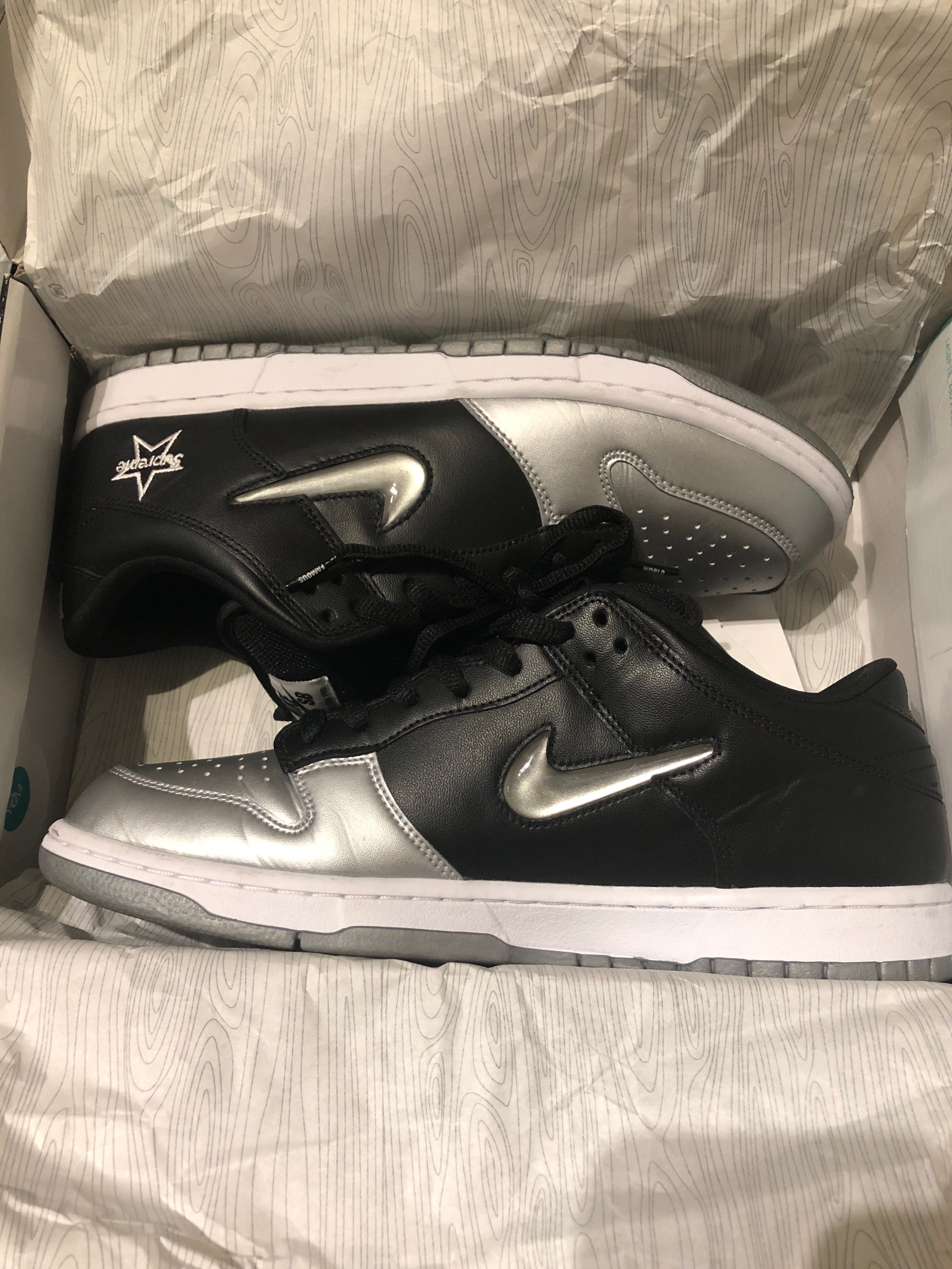 Supreme × Nike Dunk Low "Metallic Silver/Black"