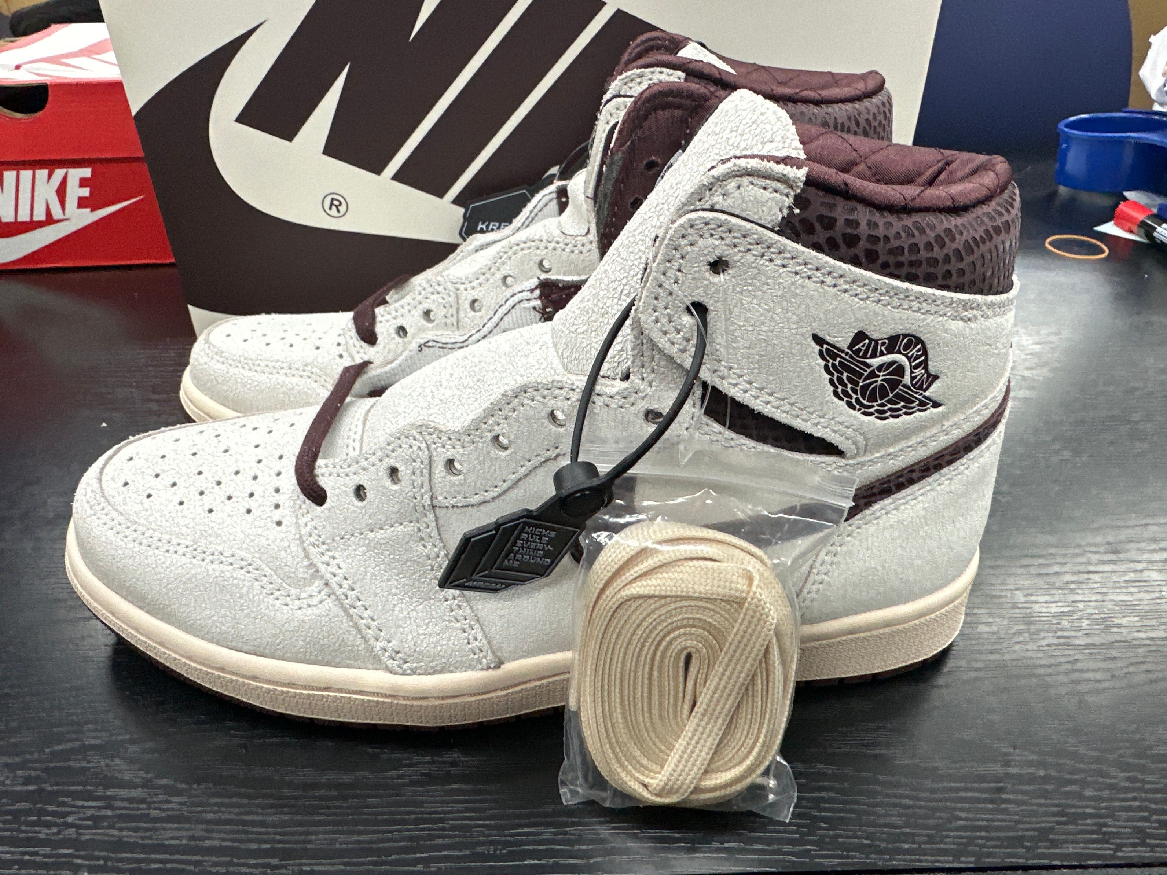 A Ma Maniere × Nike Air Jordan 1 Retro High OG "Sail and Burgundy"