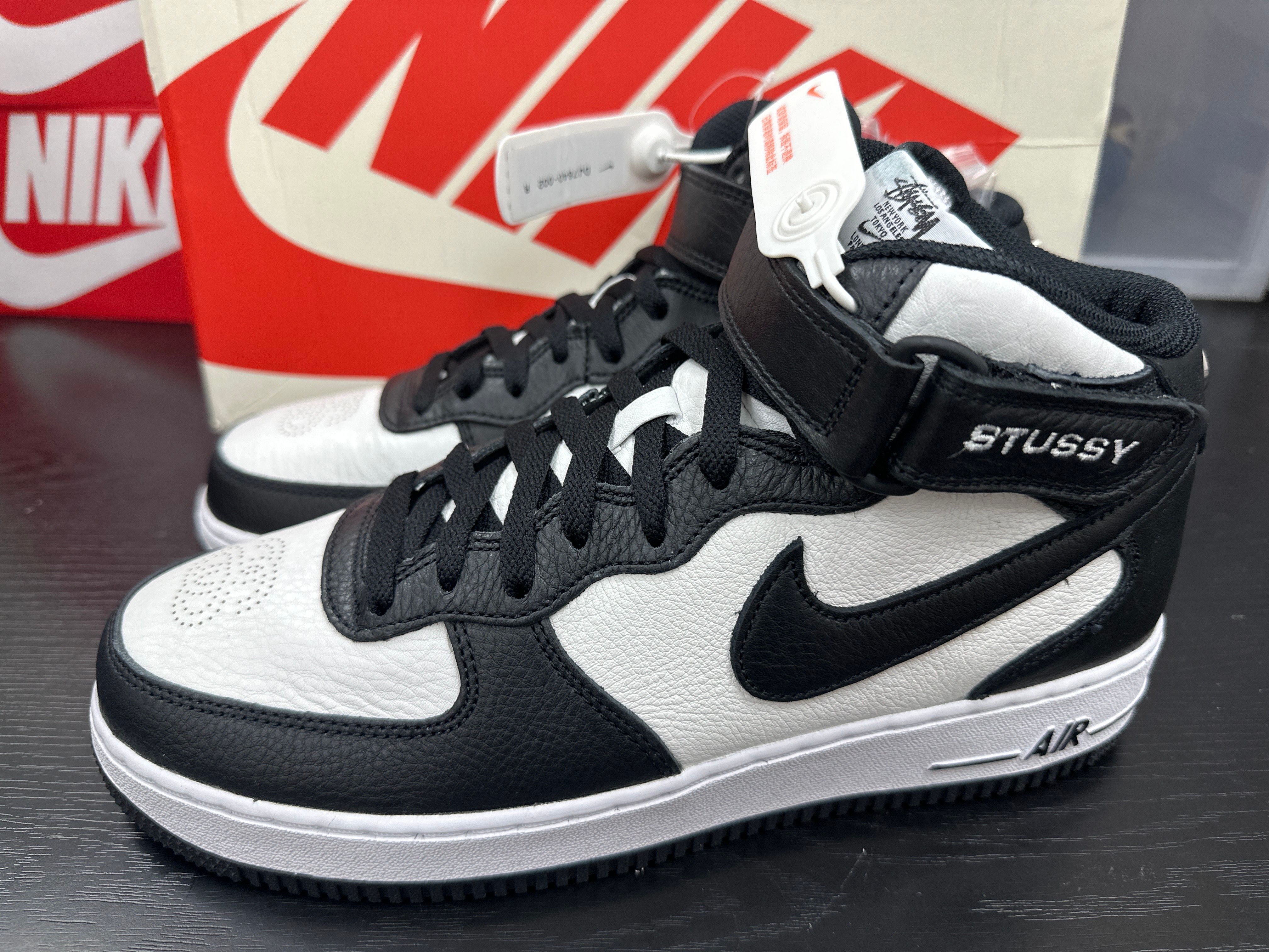 Stussy × Nike Air Force 1 Mid "Black and Light Bone"