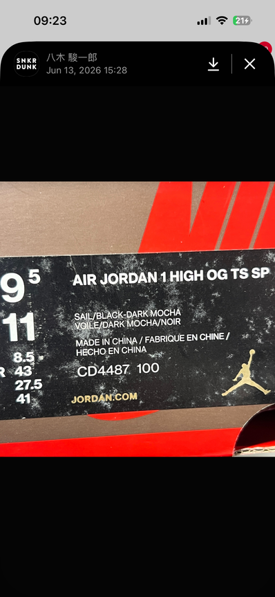 Travis Scott × Nike Air Jordan 1 Retro High OG TS SP "Sail/Dark Mocha"
