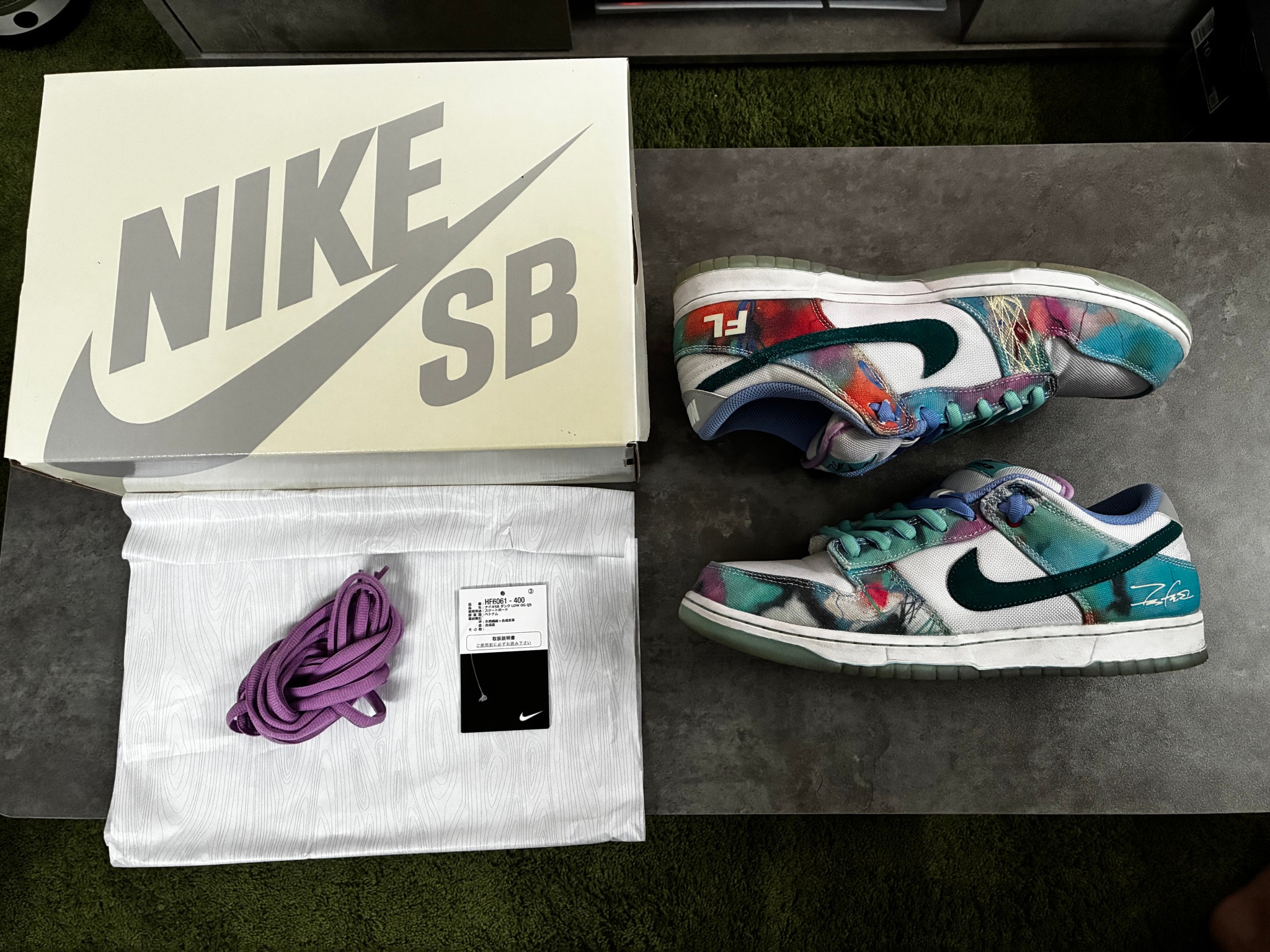 Futura × Nike SB Dunk Low "White and Geode Teal"