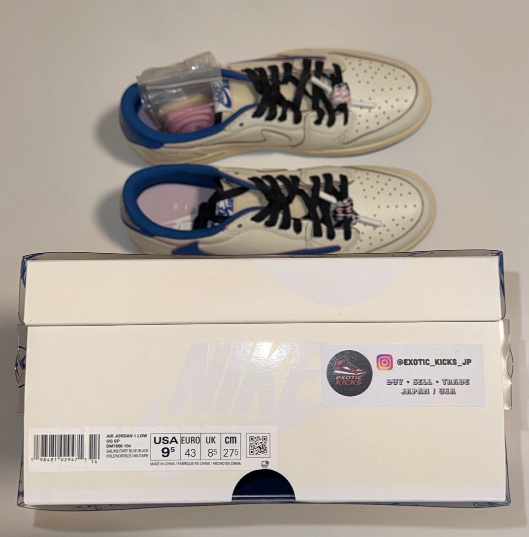 Travis Scott × fragment design × Nike Air Jordan 1 Low OG "Sail/Military Blue"