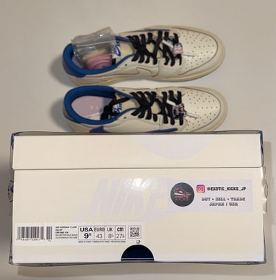 Travis Scott × fragment design × Nike Air Jordan 1 Low OG "Sail/Military Blue"