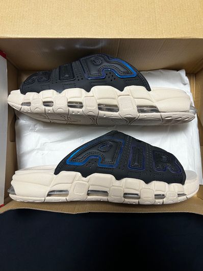 Nike Air More Uptempo Slide "Black and Sanddrift" (FB7799-001/FB7802-001)