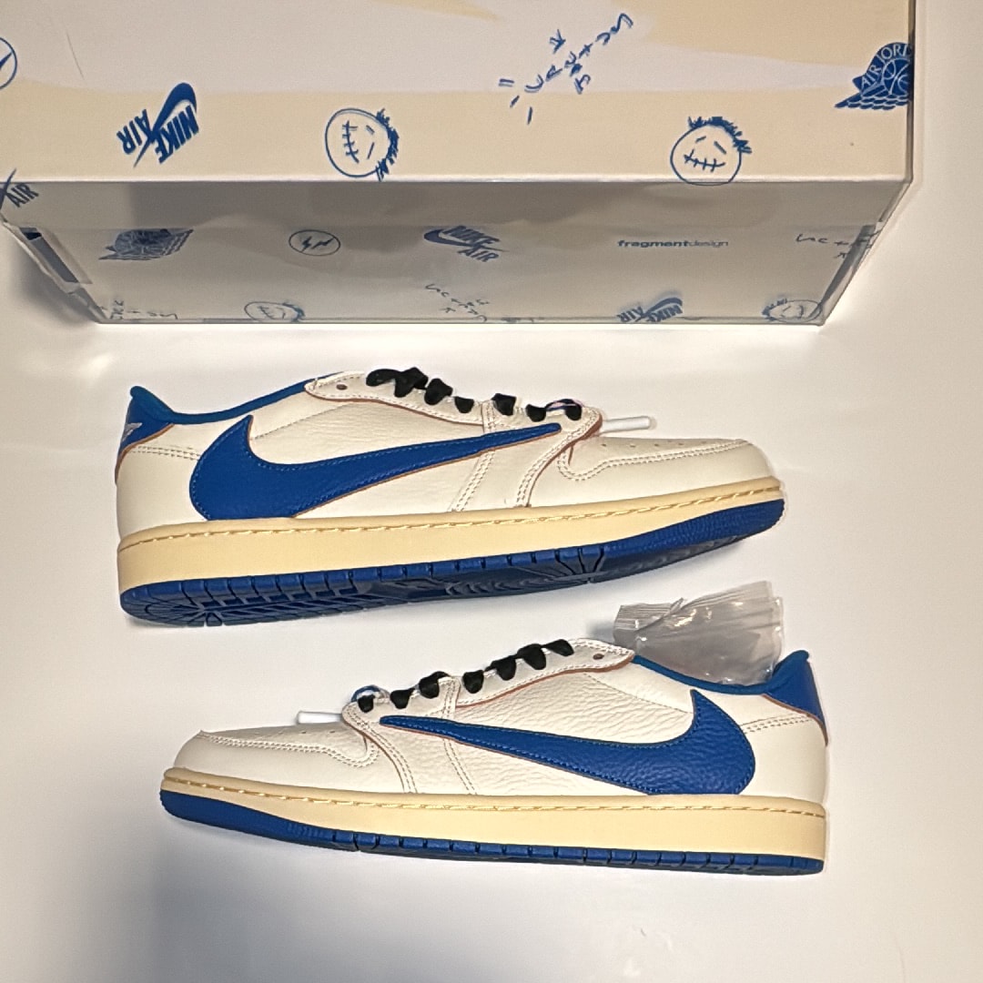 Travis Scott × fragment design × Nike Air Jordan 1 Low OG "Sail/Military Blue"