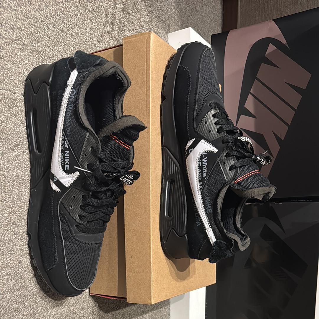 Off-White × Nike Air Max 90 "Black/Black-Cone-White"