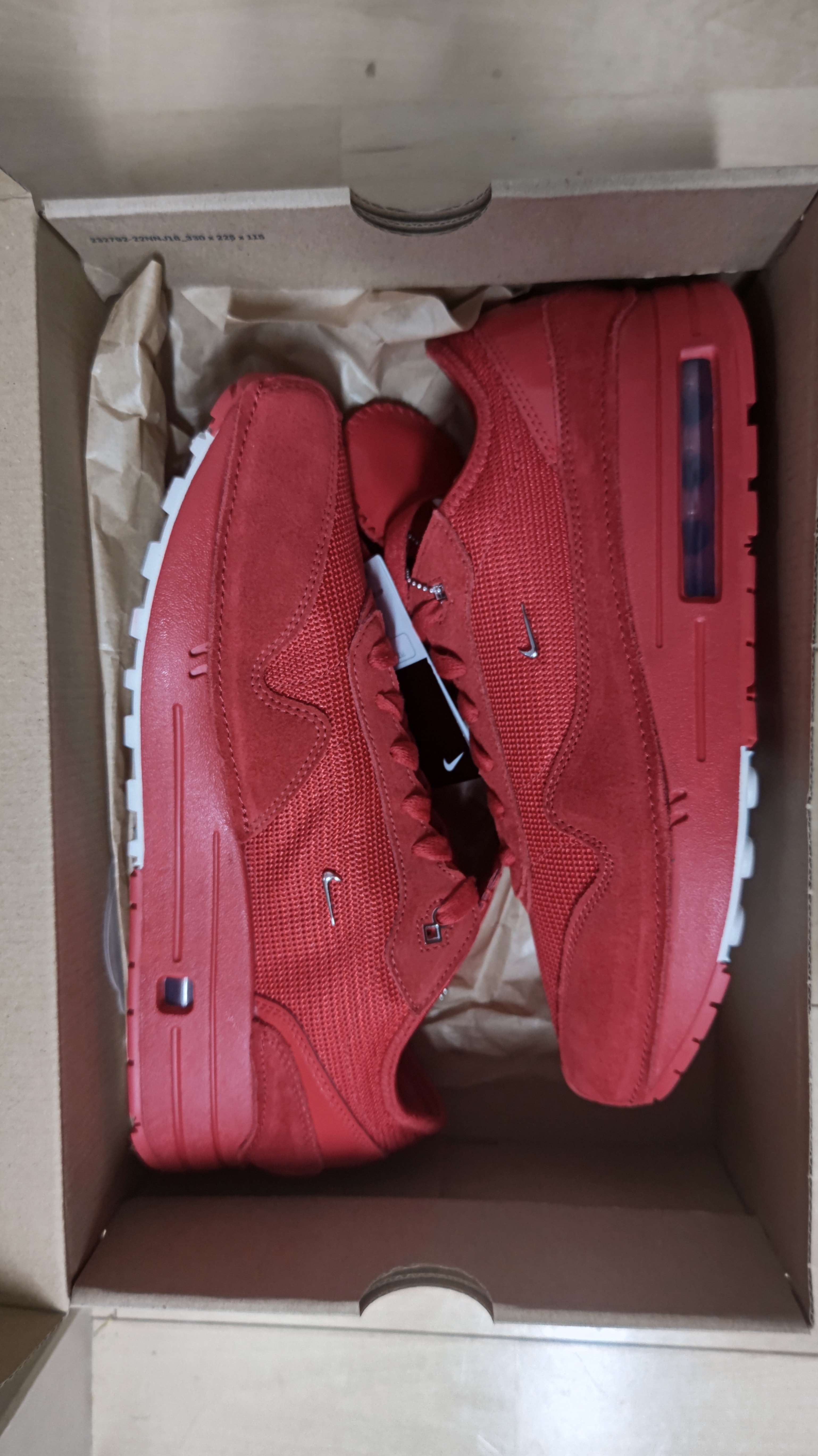 Jacquemus × Nike Women's Air Max 1 SP "University Red and Metallic Silver"