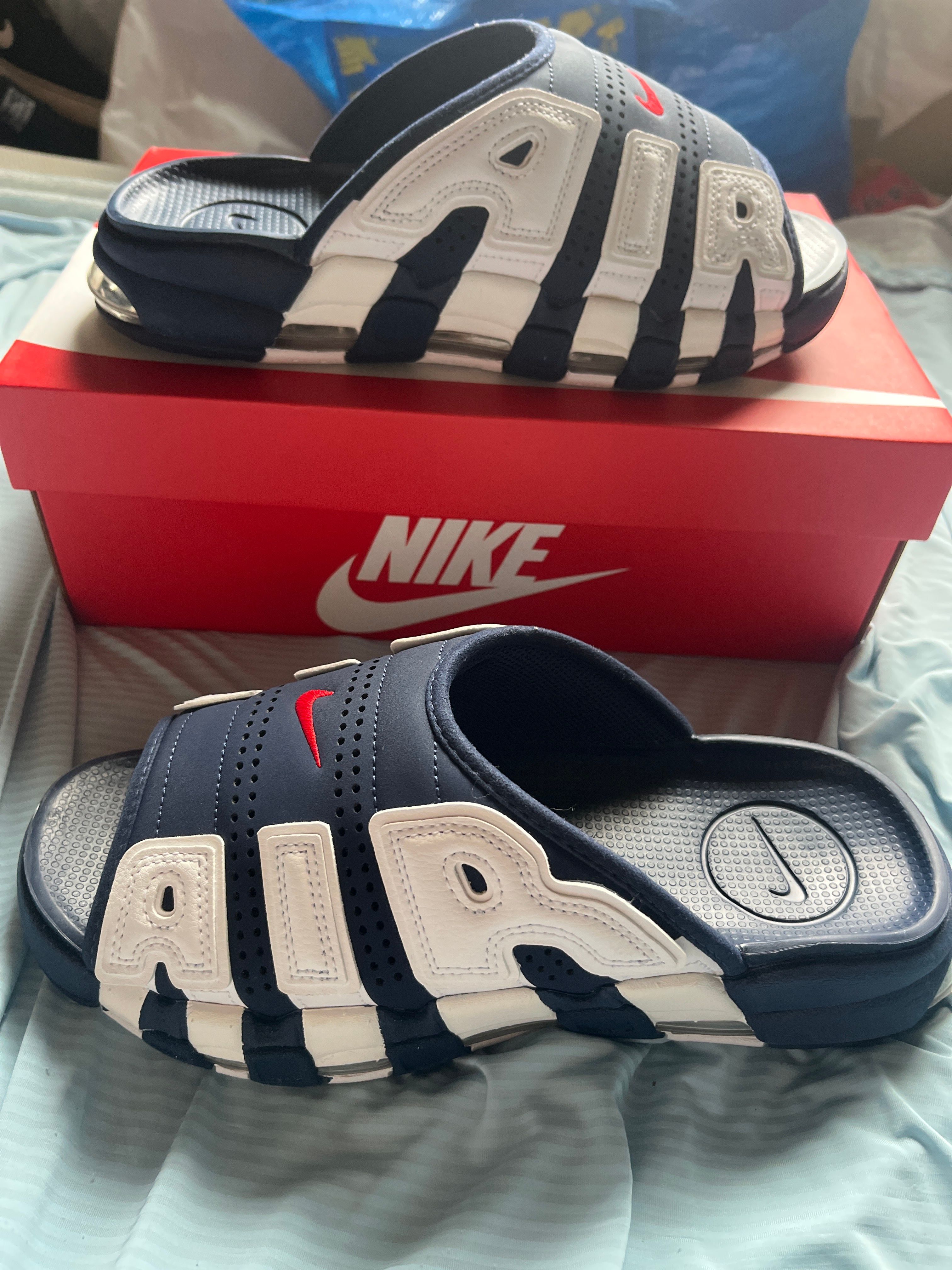 Nike Air More Uptempo Slide "Olympic" (2024) (FQ8700-400/FQ8699-400)