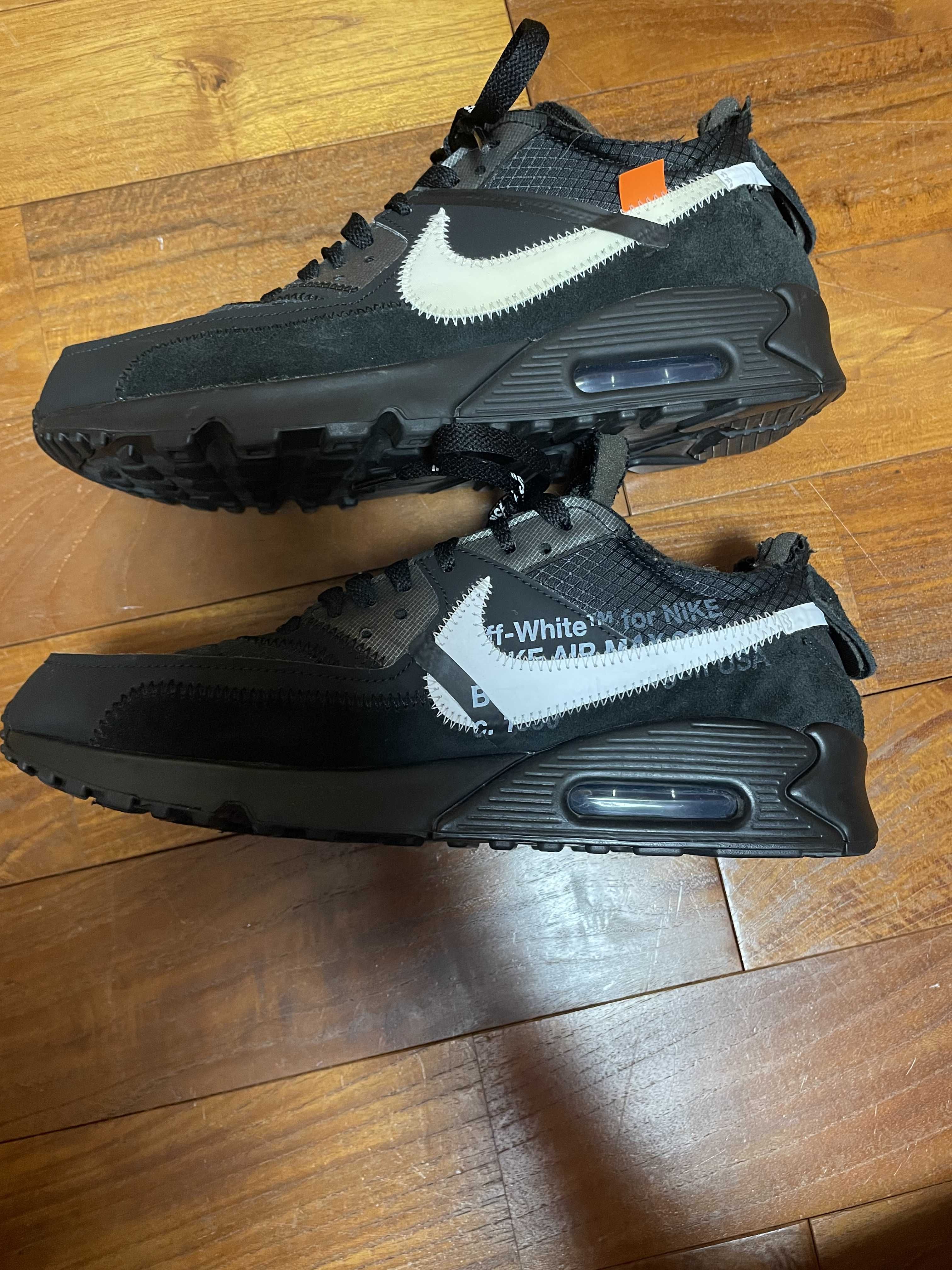 Off-White × Nike Air Max 90 "Black/Black-Cone-White"