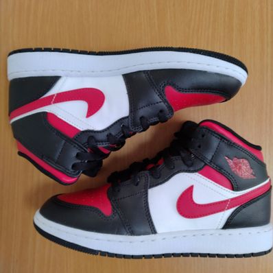 Nike GS Air Jordan 1 Mid "Black/Gym Red/White"
