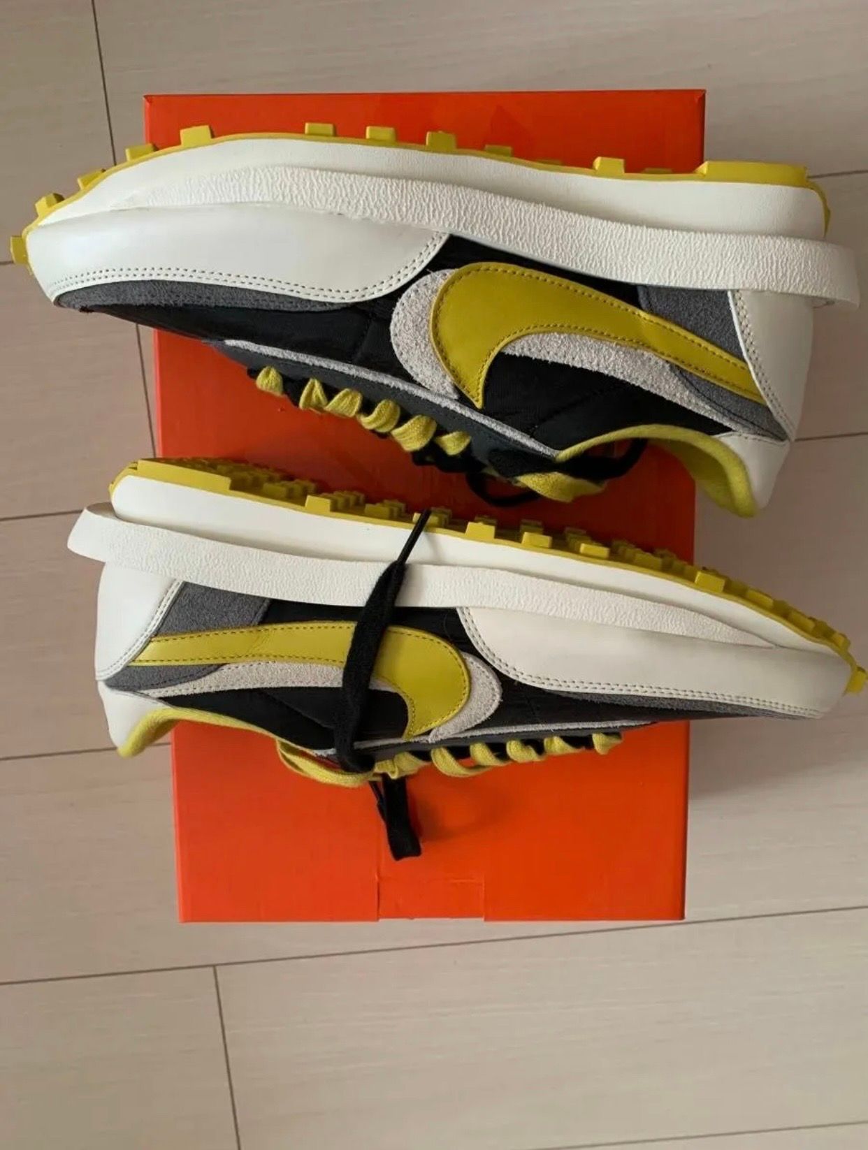 UNDERCOVER × sacai × Nike LD Waffle "Black/Sail-Dark Grey-Bright Citron"