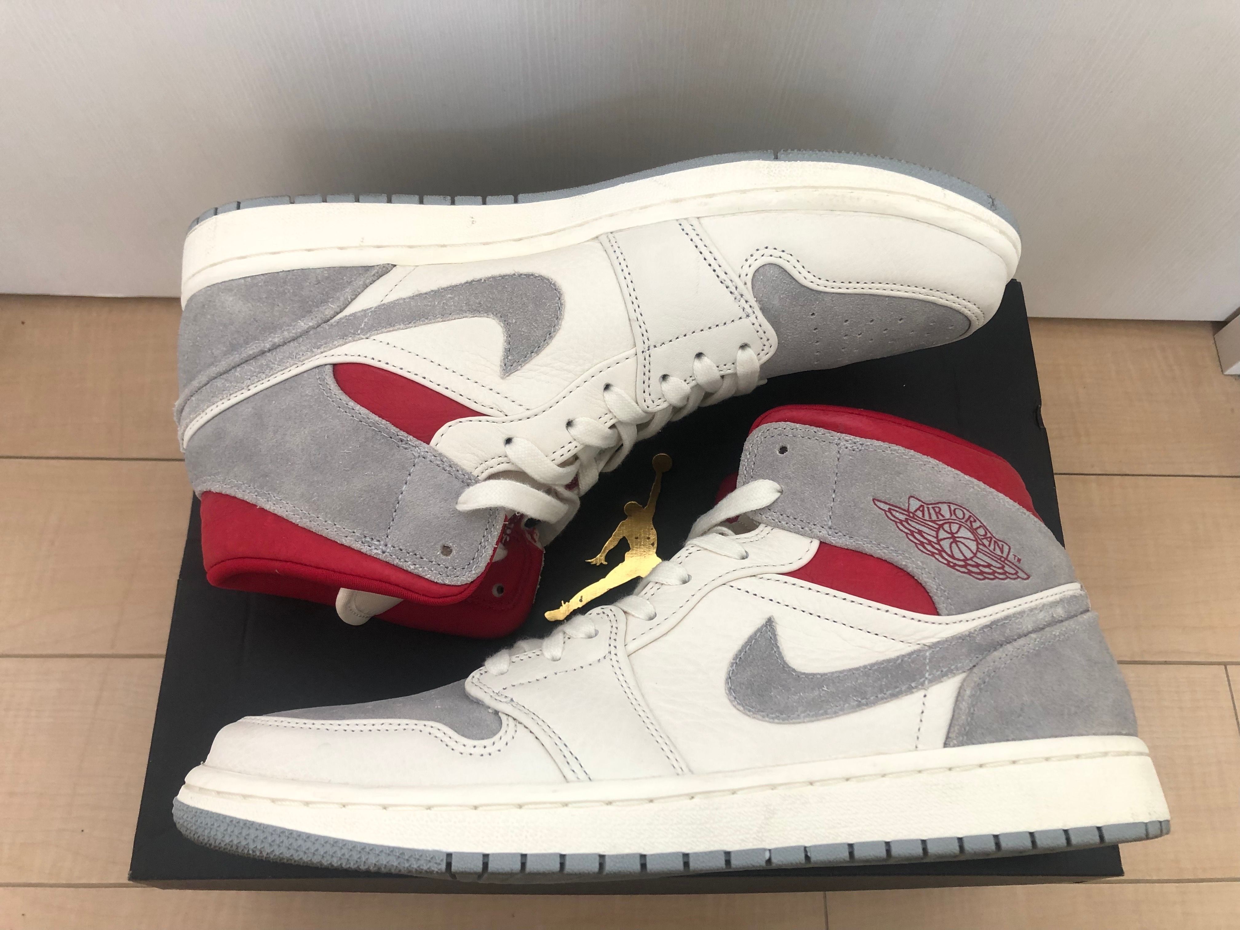 SNS×NIKE AIR JORDAN 1 MID "GREY/RED"