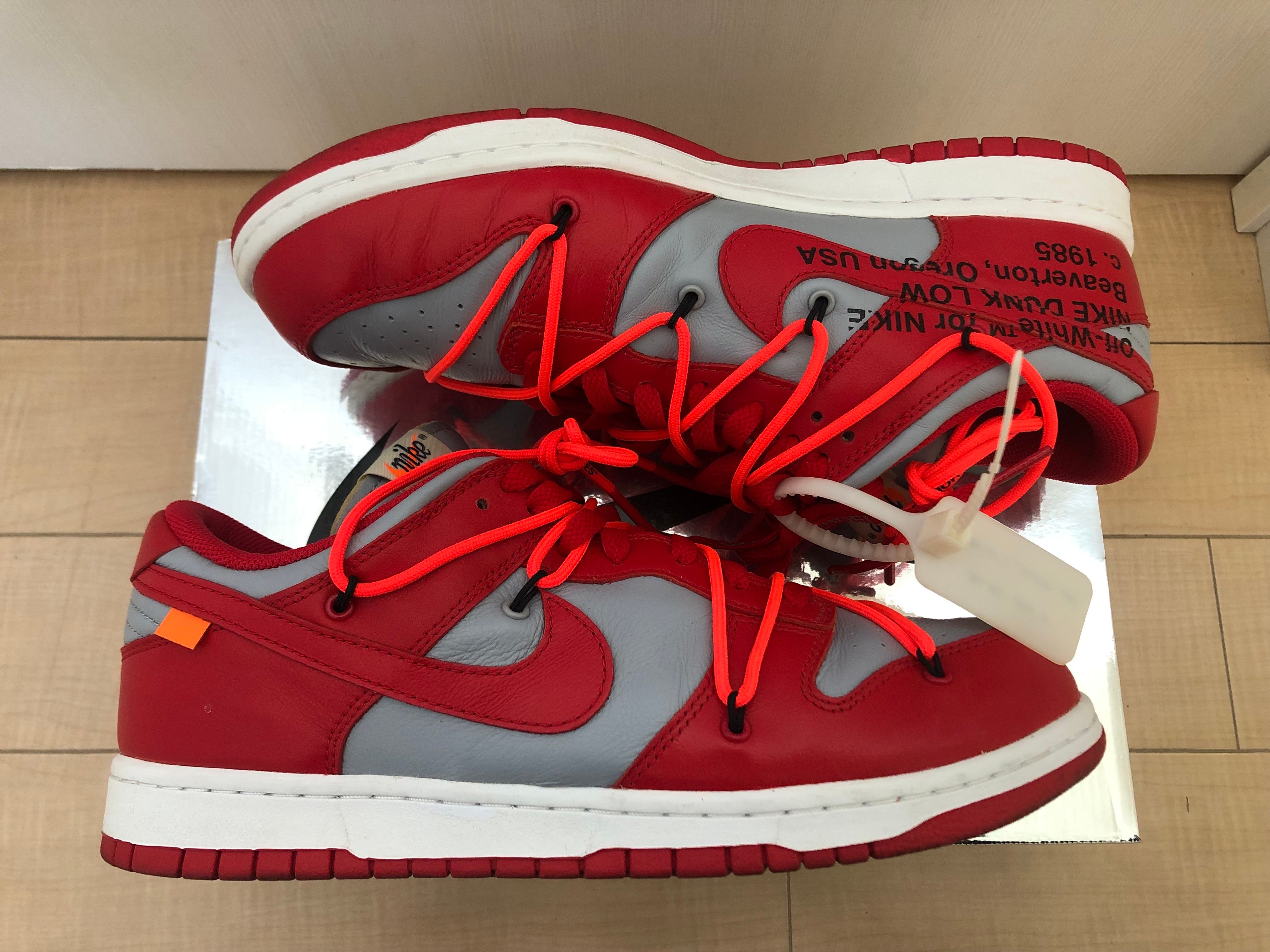 Off-White × Nike Dunk Low "University Red/Wolf Grey"