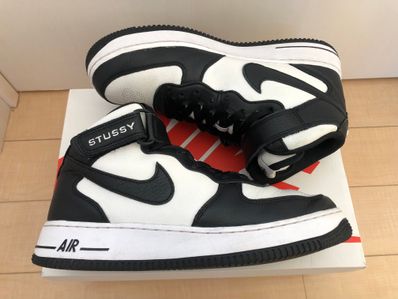 Stussy × Nike Air Force 1 Mid "Black and Light Bone"