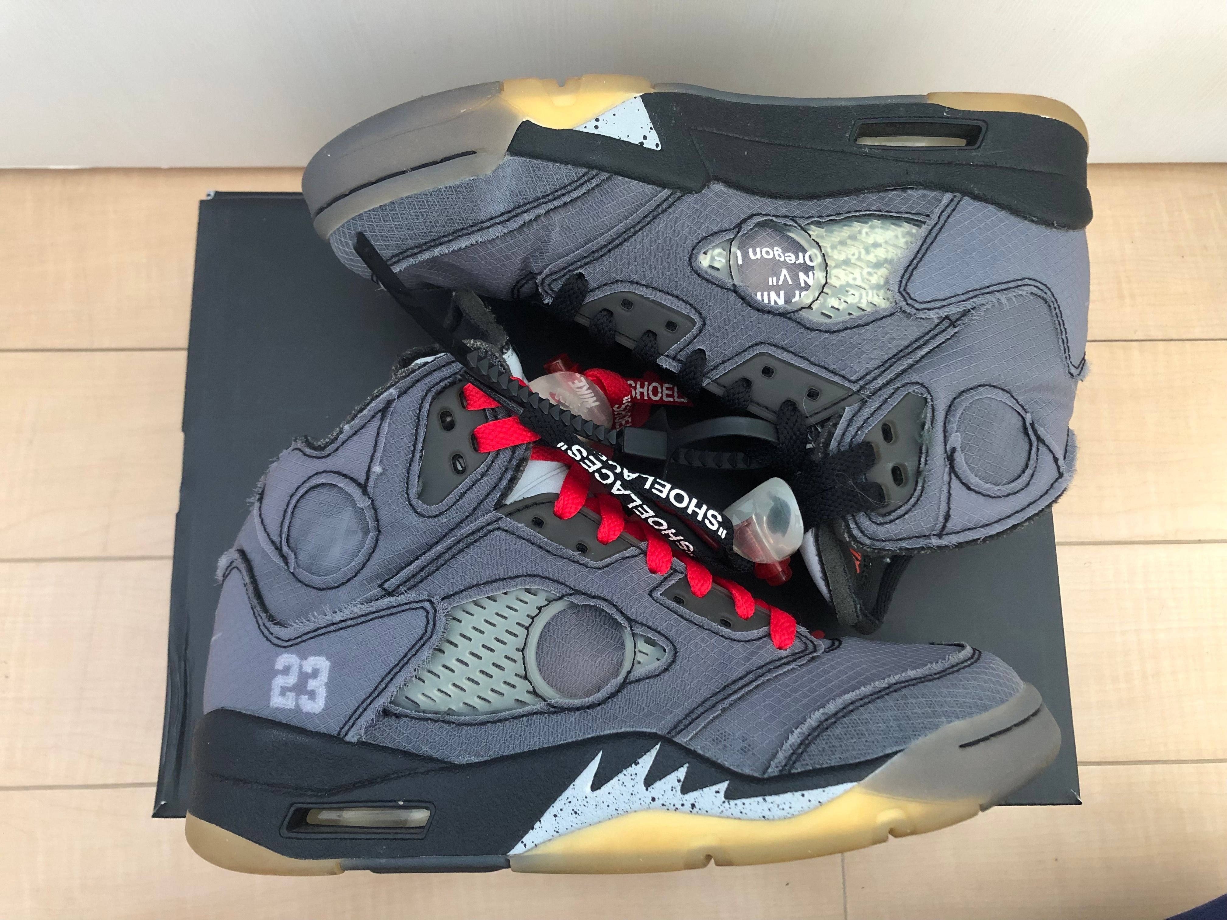Off-White × Nike Air Jordan 5 "Black/Muslin/Fire Red"