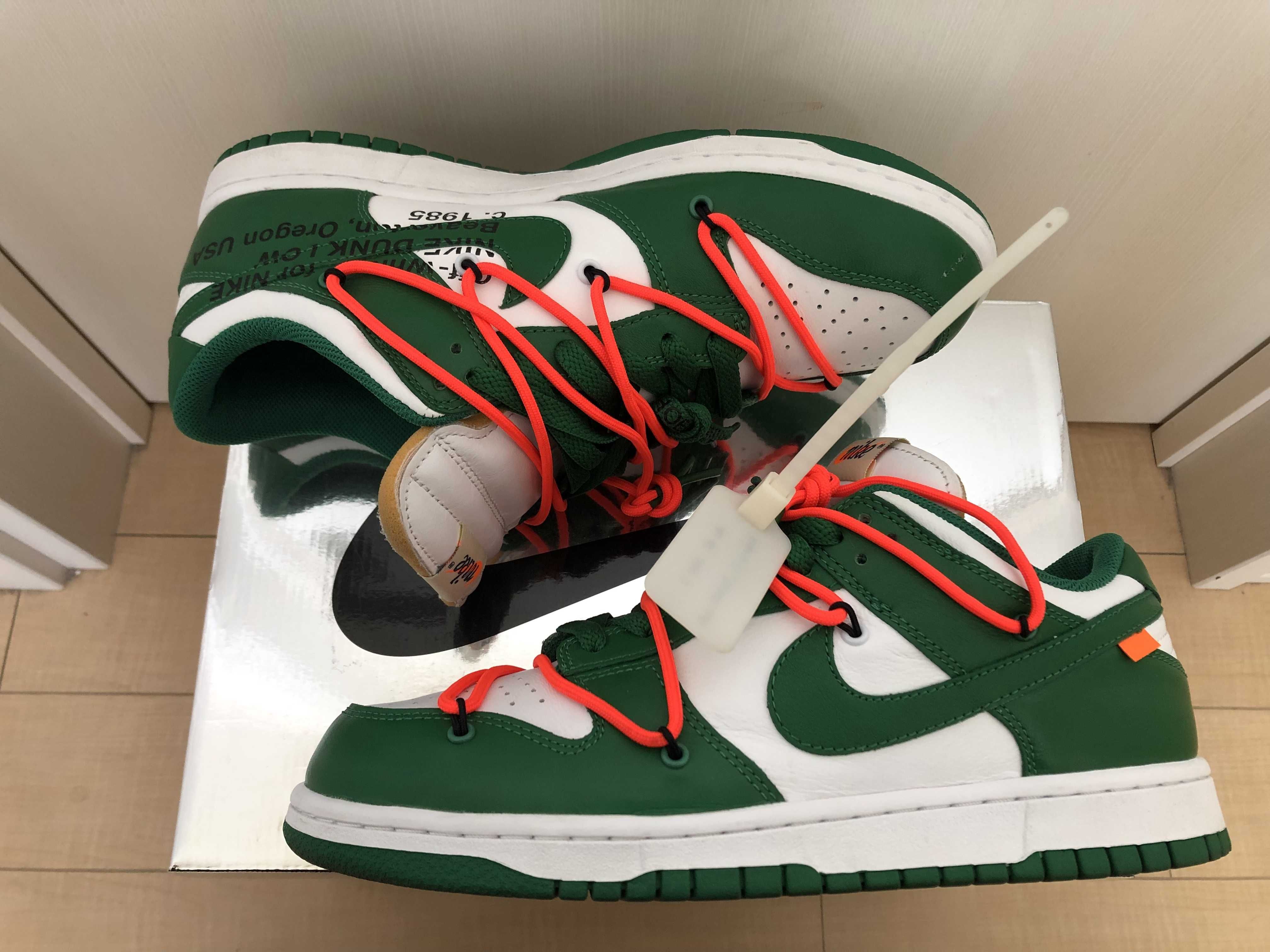 Off-White × Nike Dunk Low "White/Pine Green"