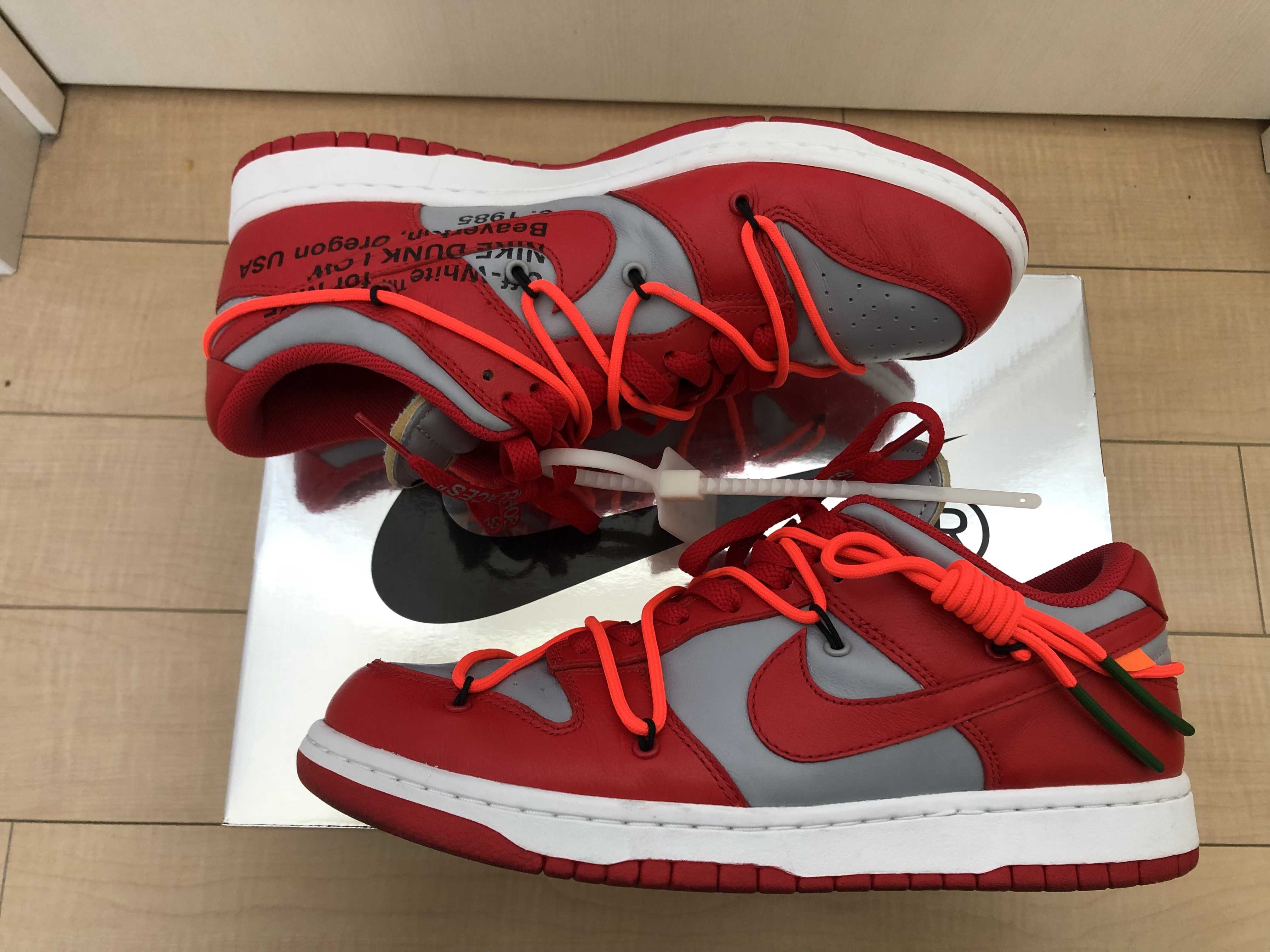 Off-White × Nike Dunk Low "University Red/Wolf Grey"