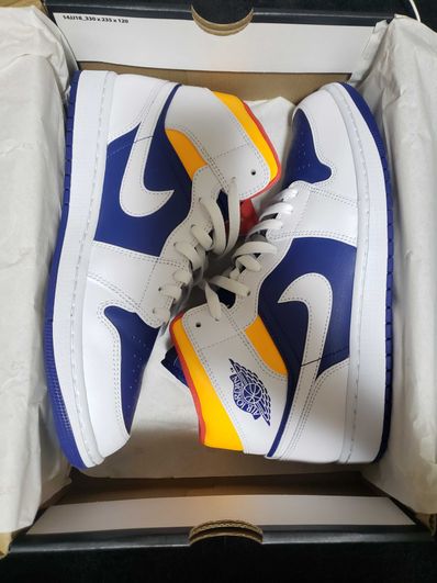 NIKE AIR JORDAN 1 MID "WHITE/NAVY/YELLOW"