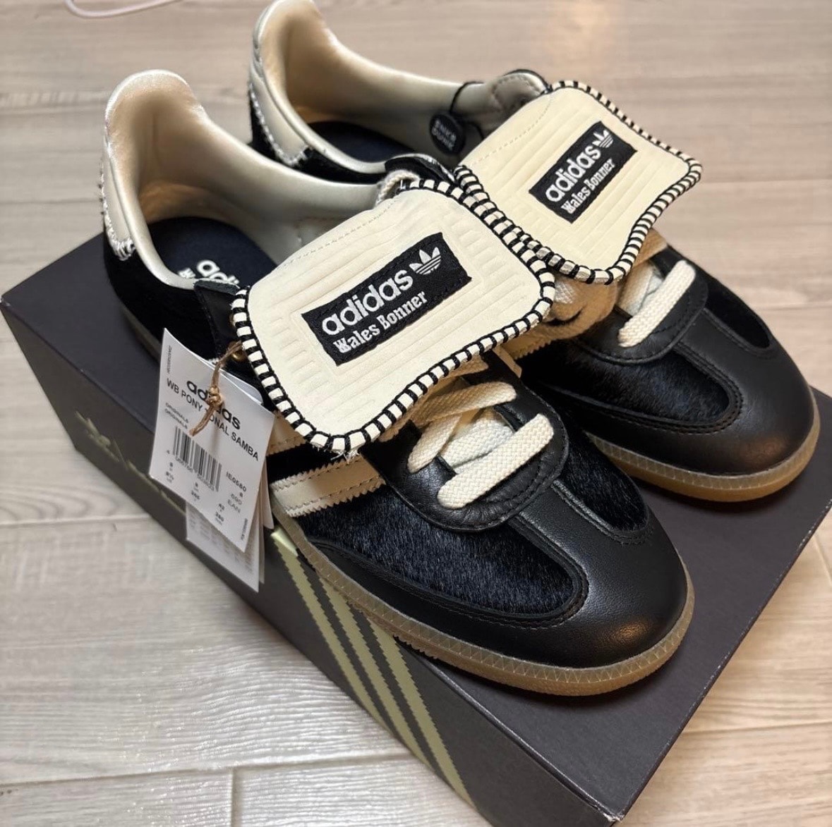 Wales Bonner × adidas Samba Pony Tonal Low "Core Black/Cream White"