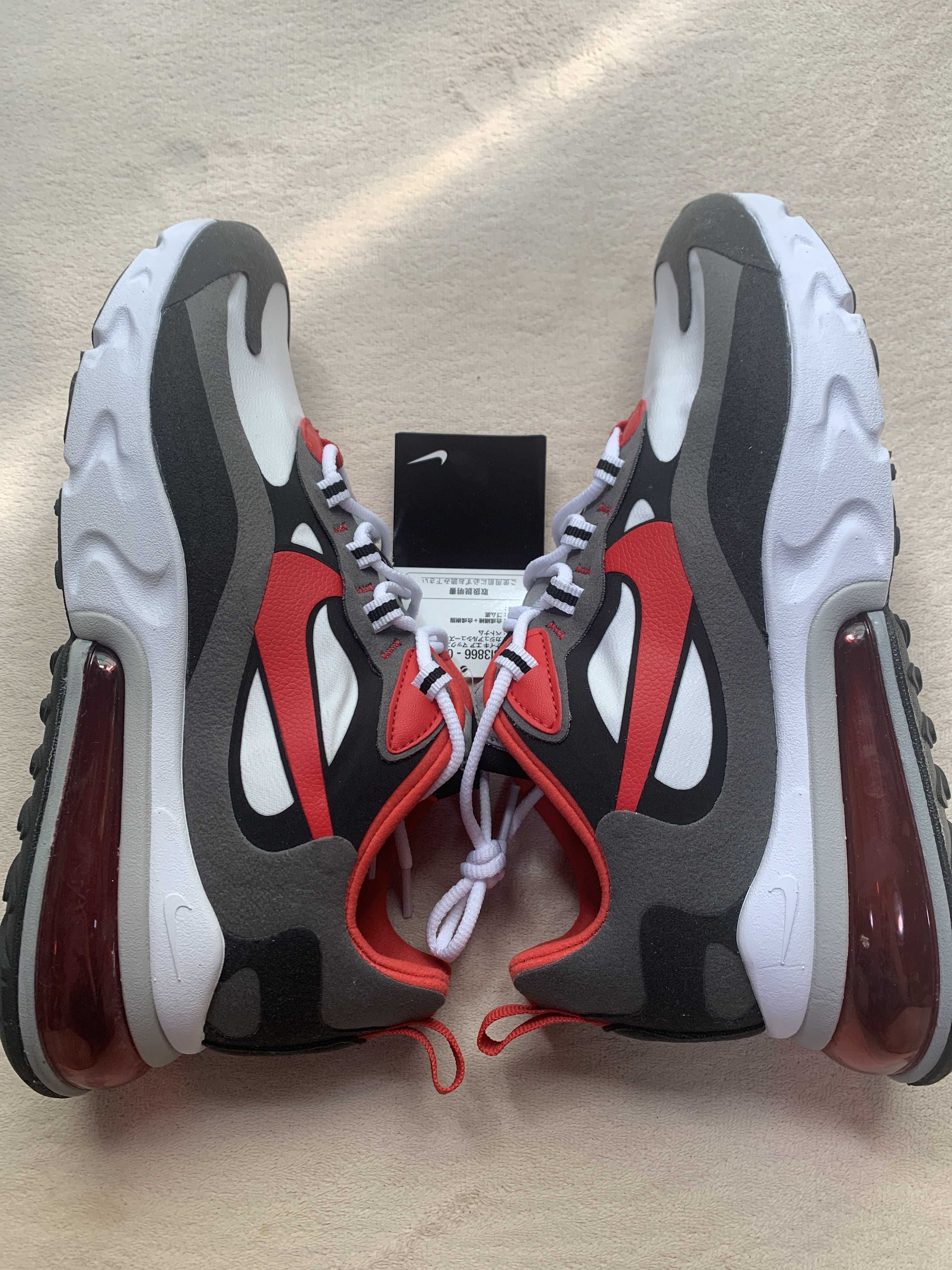 NIKE AIR MAX 270 REACT BLACK IRON GREY UNIVERSITY RED